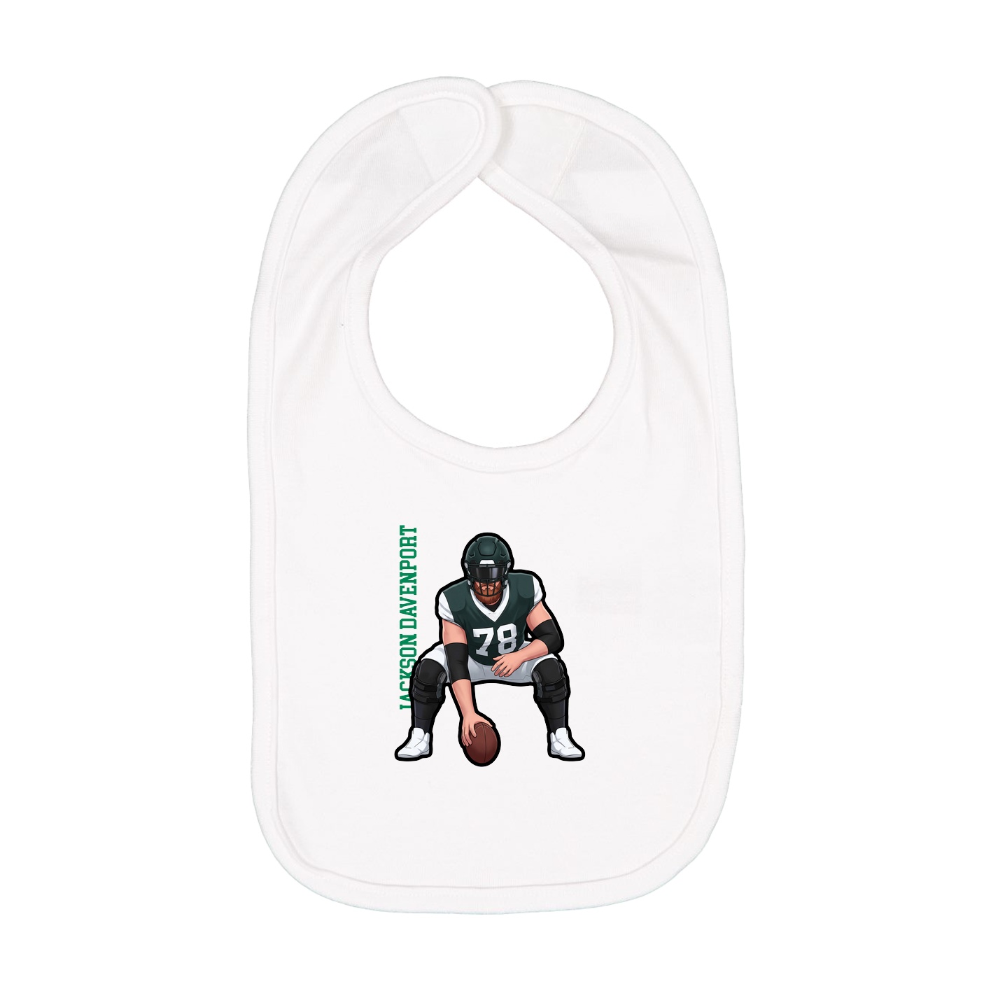 Infant Bib — Name Vertical in White
