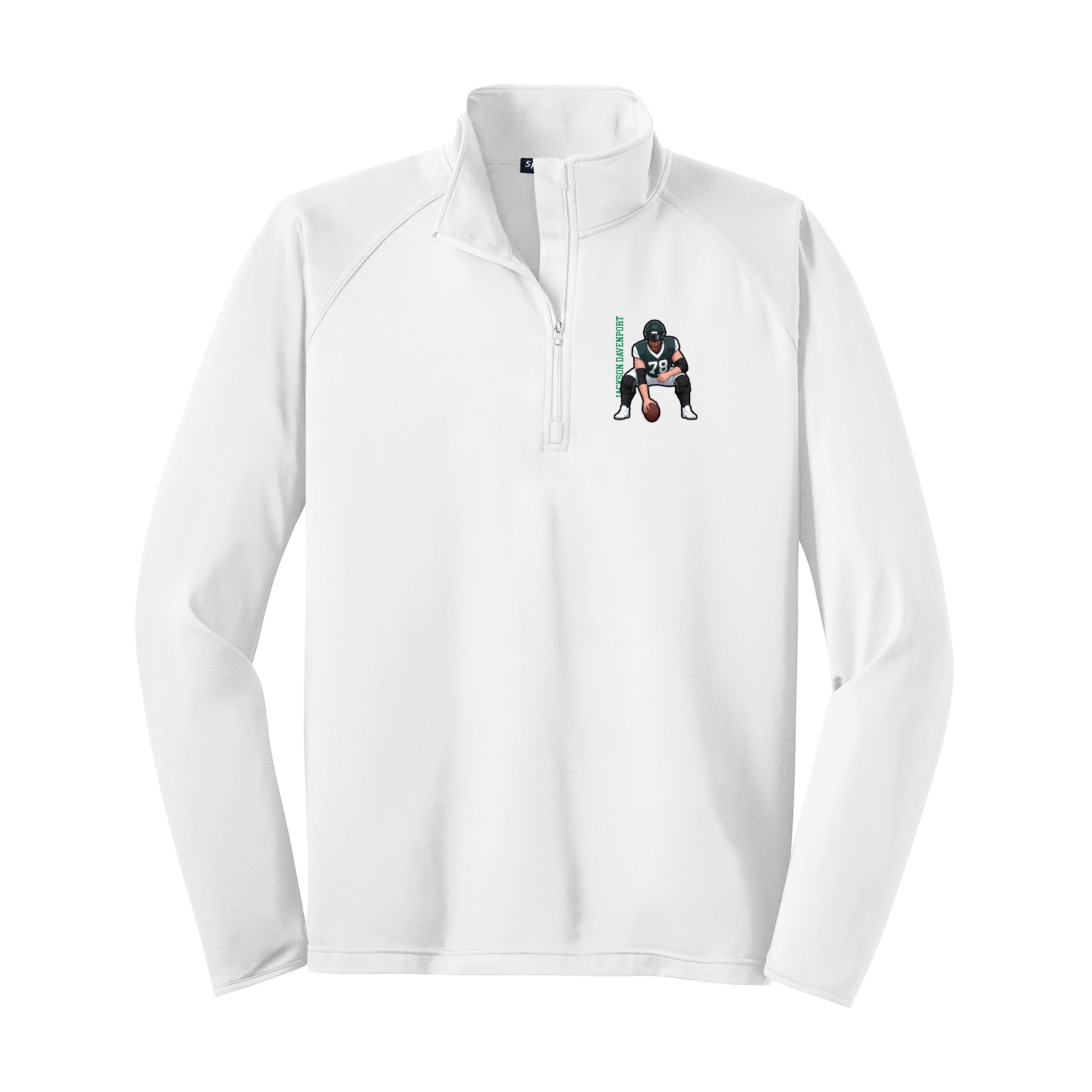 Q-Zip Pullover — Name Vertical in White