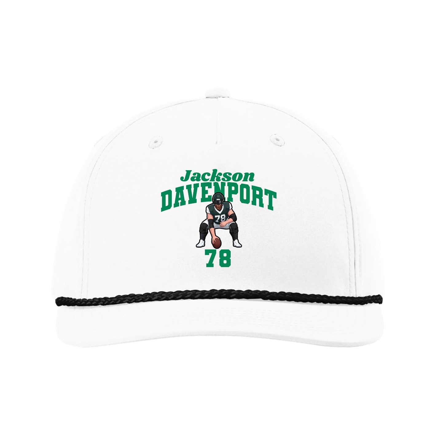 Five-Panel Classic Rope Cap — Signature Arch in White