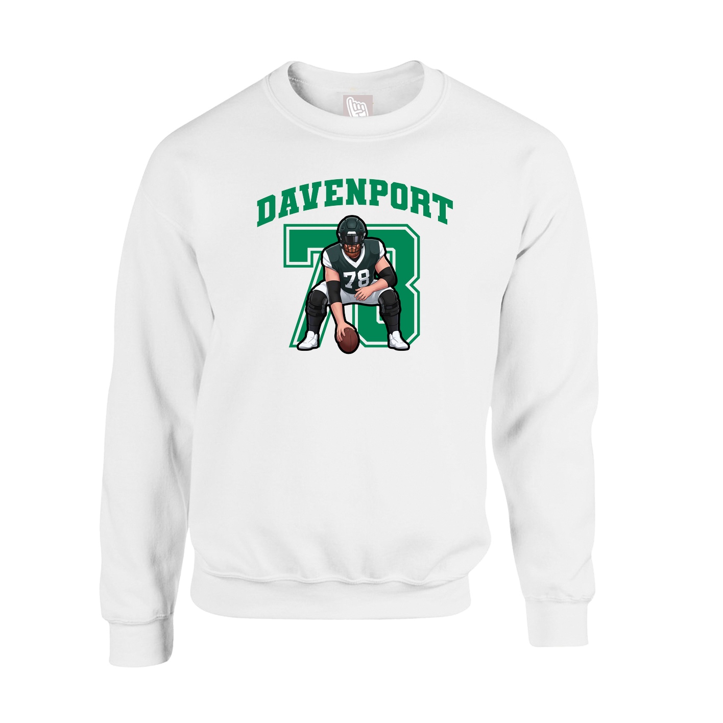 Fleece Crew — Number in White