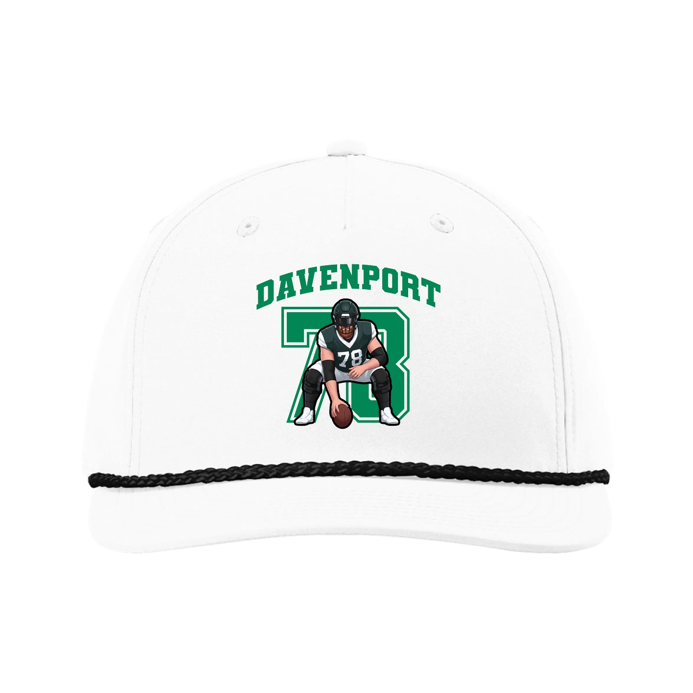 Five-Panel Classic Rope Cap — Number in White