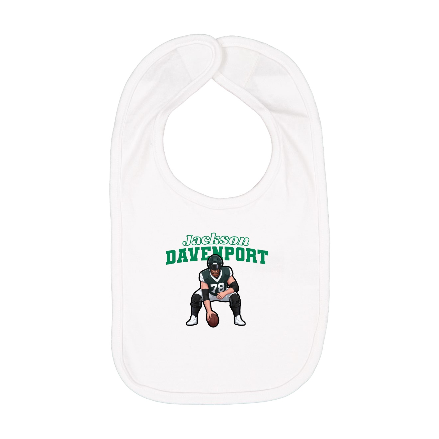 Infant Bib — Name Arch in White