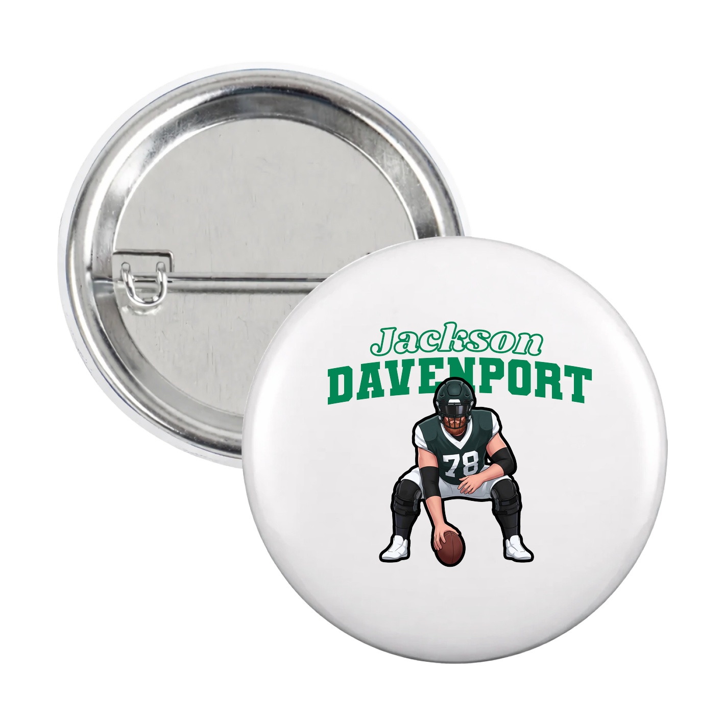 Game Day Button — Name Arch in White