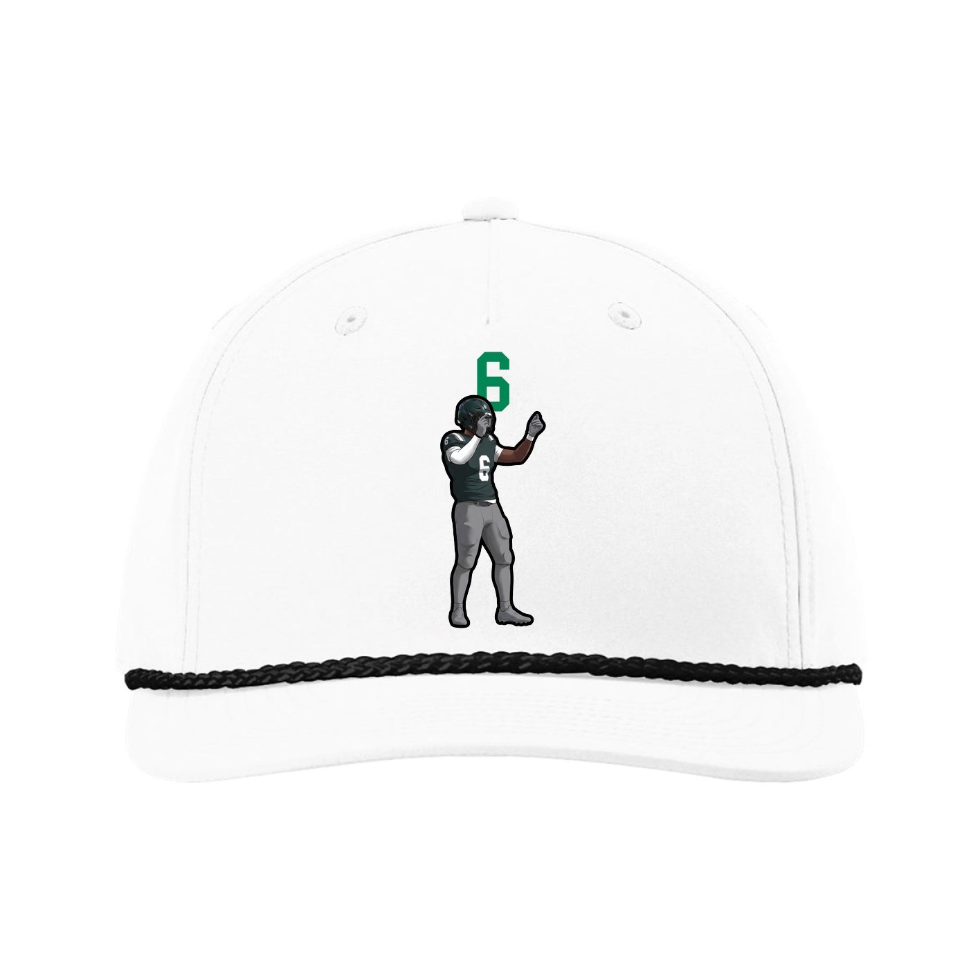 Five-Panel Classic Rope Cap — Number Top in White