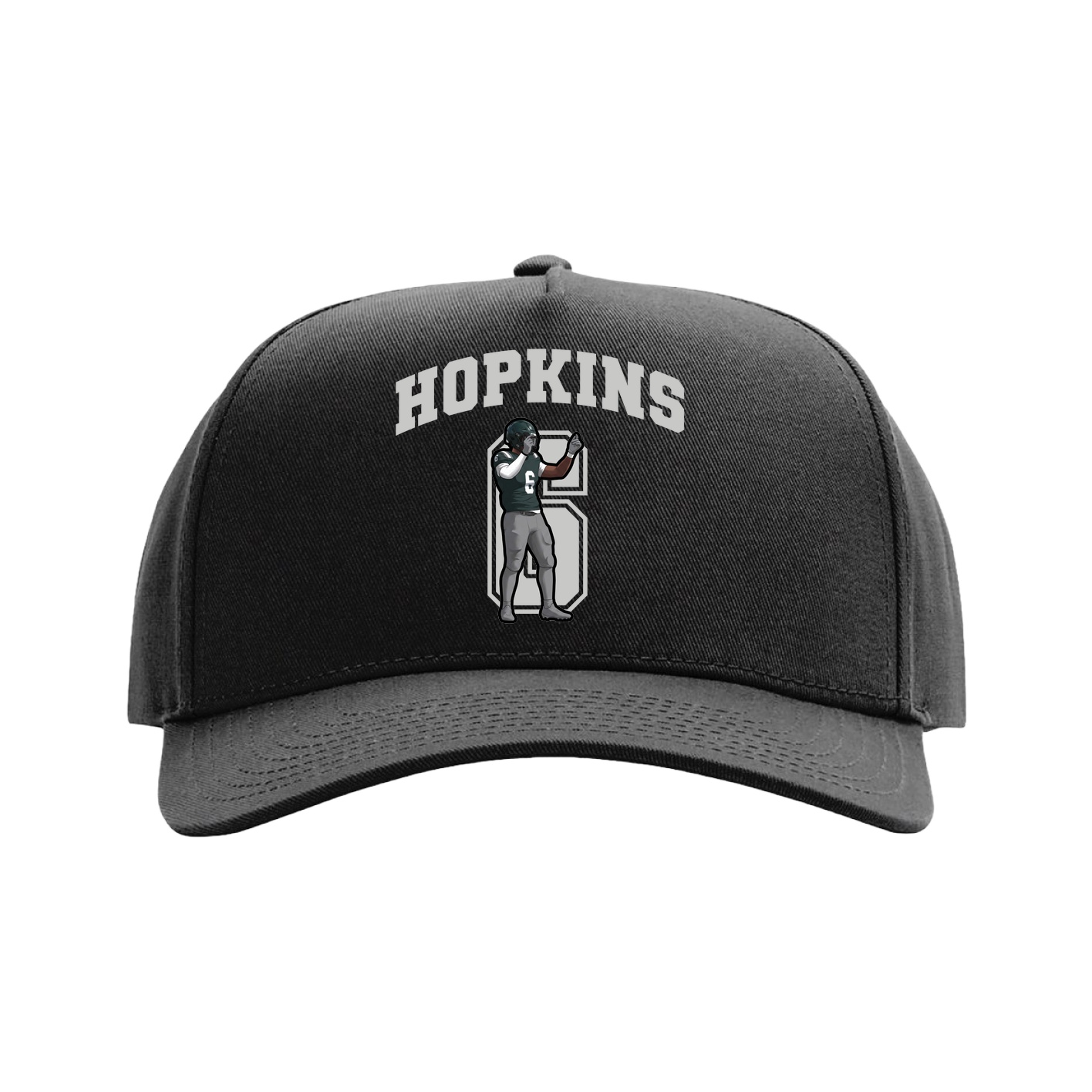 Full Fabric Five-Panel Champ Cap — Number in Black
