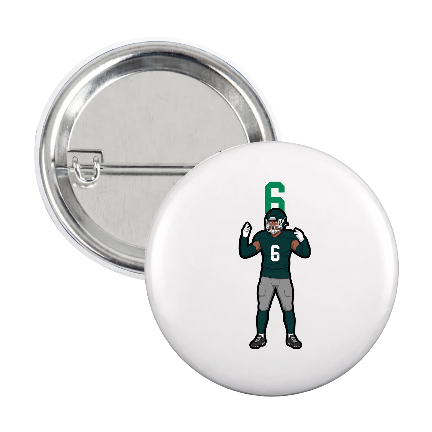 Game Day Button — Number Top in White