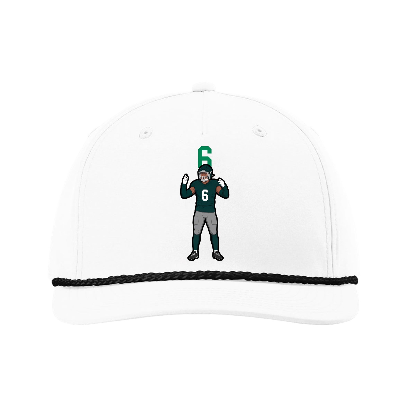 Five-Panel Classic Rope Cap — Number Top in White