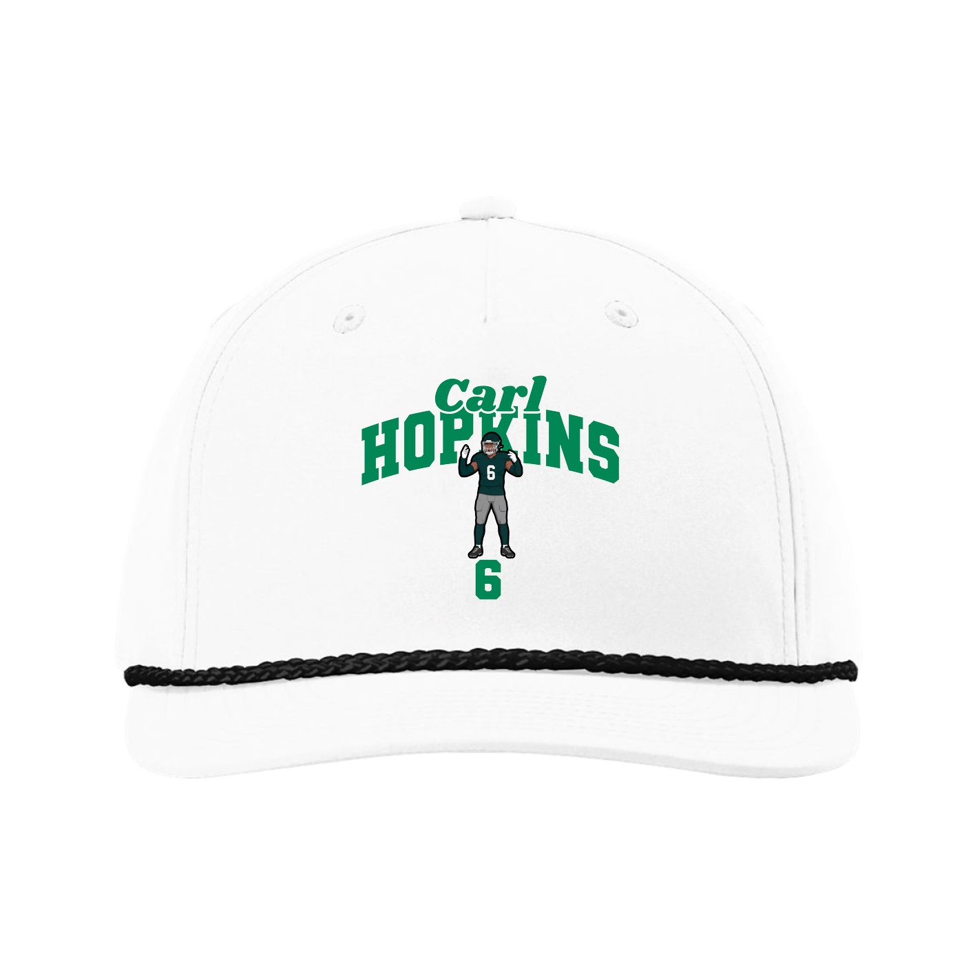 Five-Panel Classic Rope Cap — Signature Arch in White