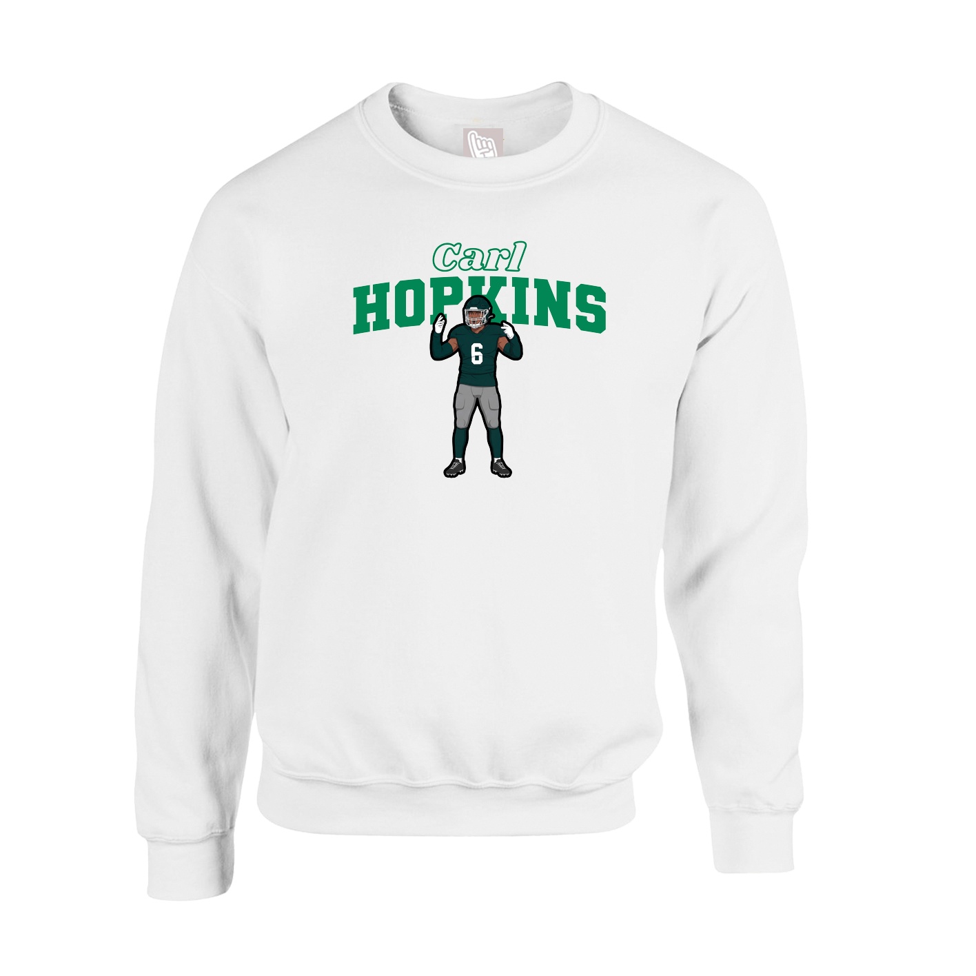 Fleece Crew — Name Arch in White