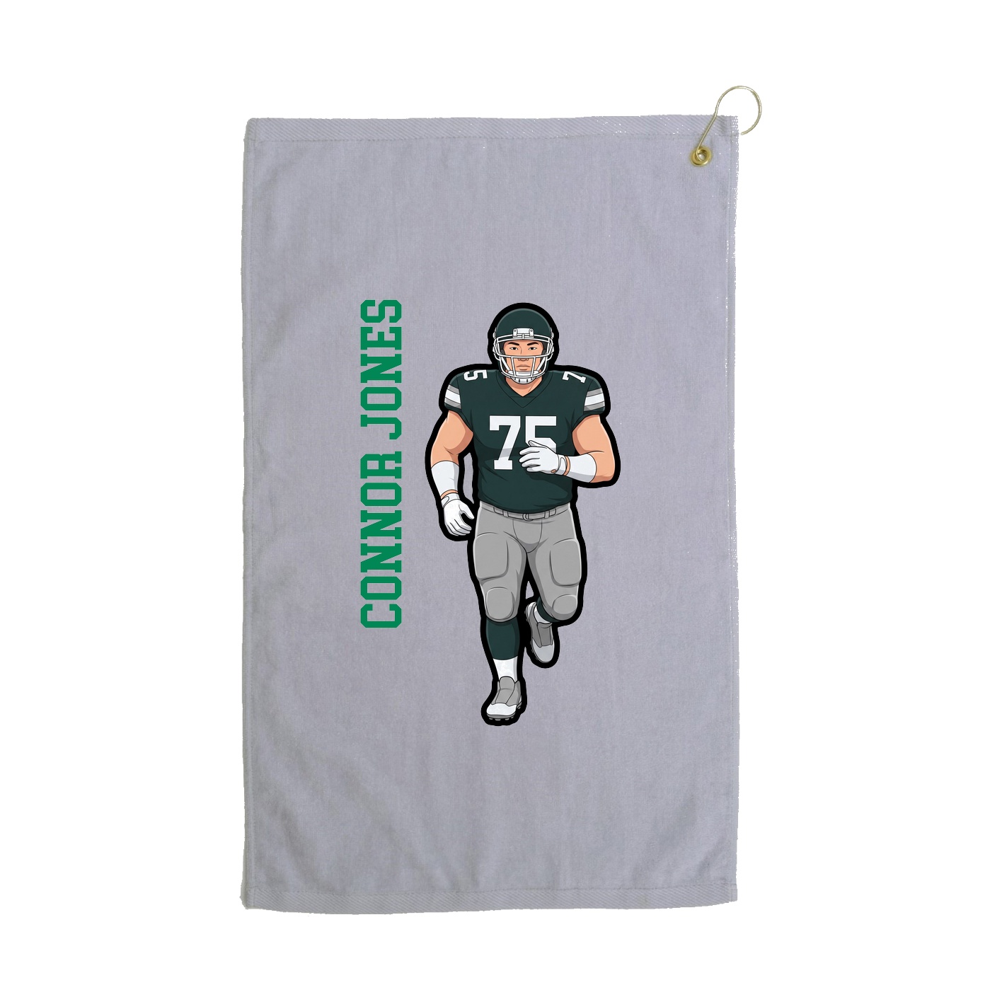Golf Towel — Name Vertical in Grey