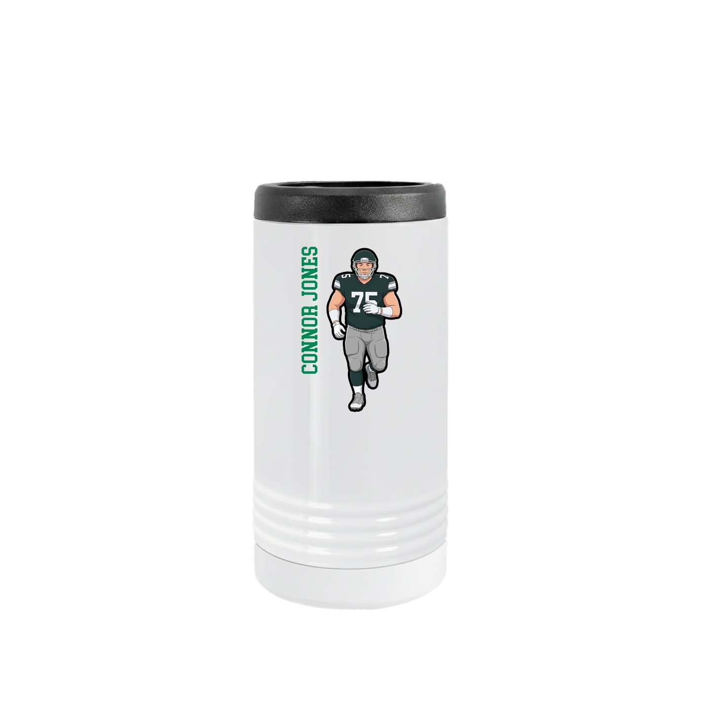 Slim Beverage Holder — Name Vertical in White