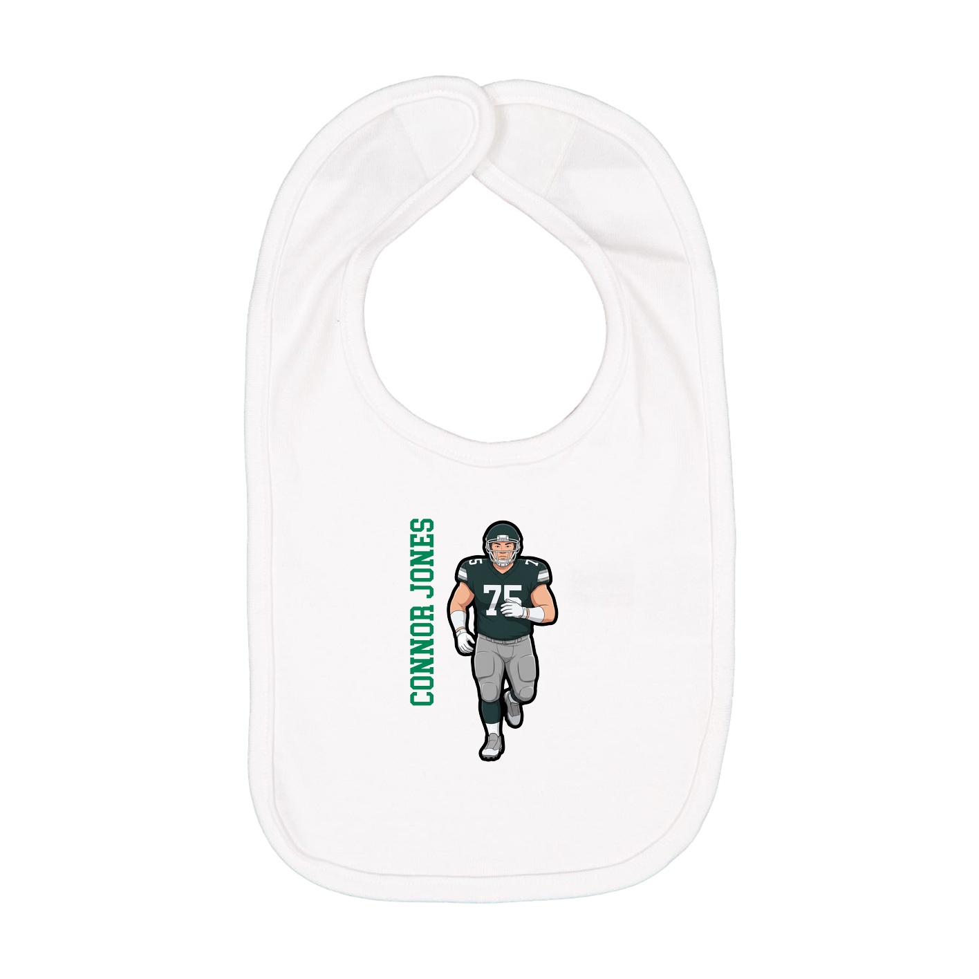 Infant Bib — Name Vertical in White