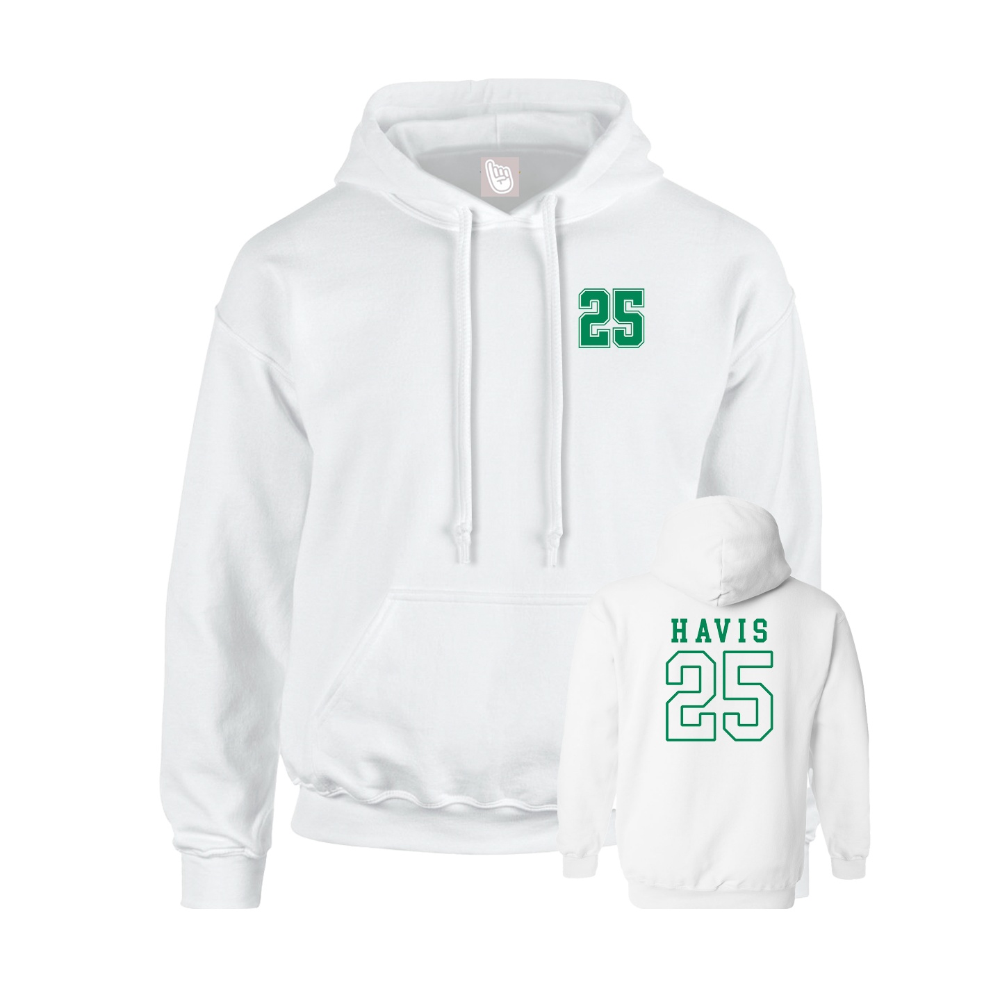 Youth Hoodie — Chest Back in White