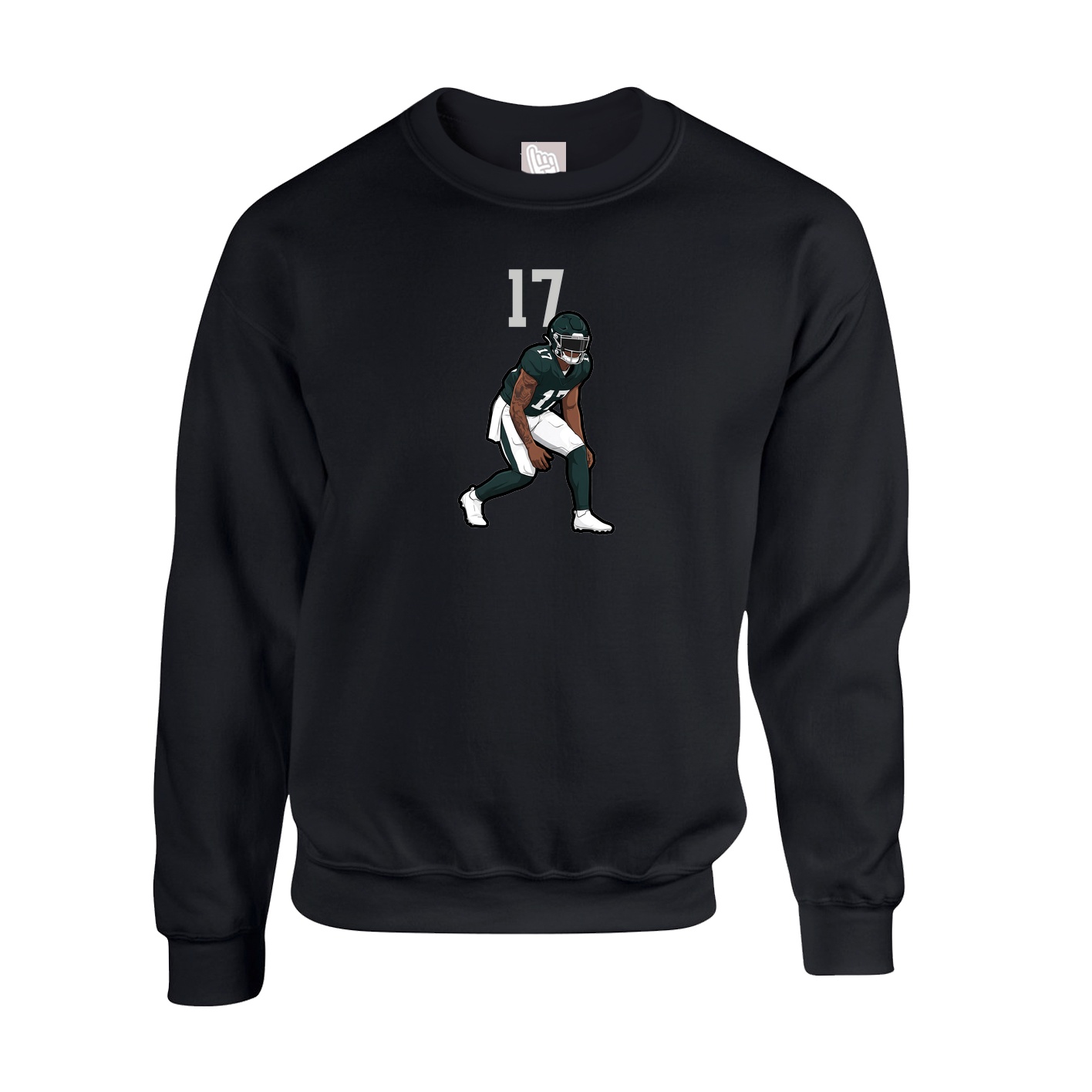 Fleece Crew — Number Top in Black
