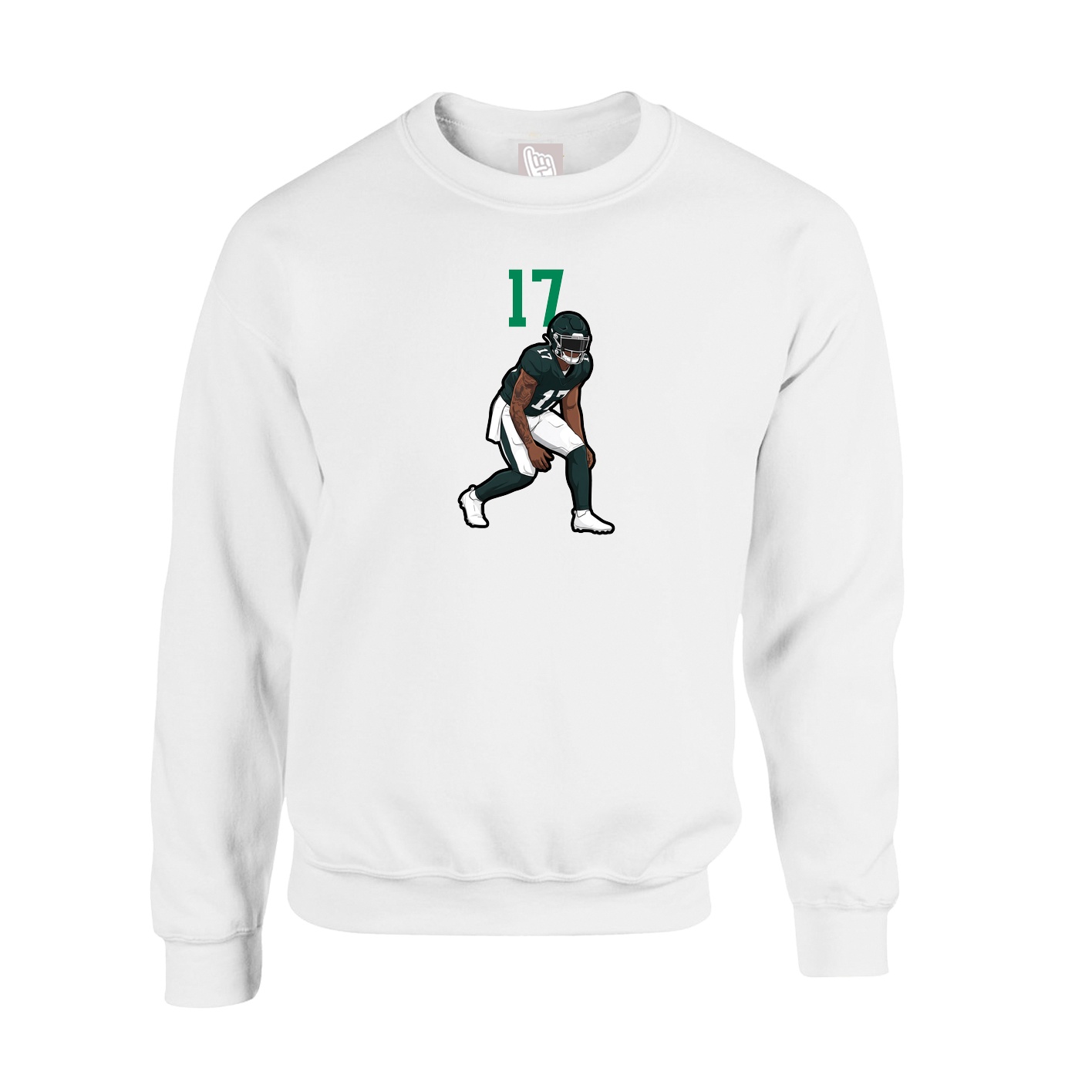 Fleece Crew — Number Top in White