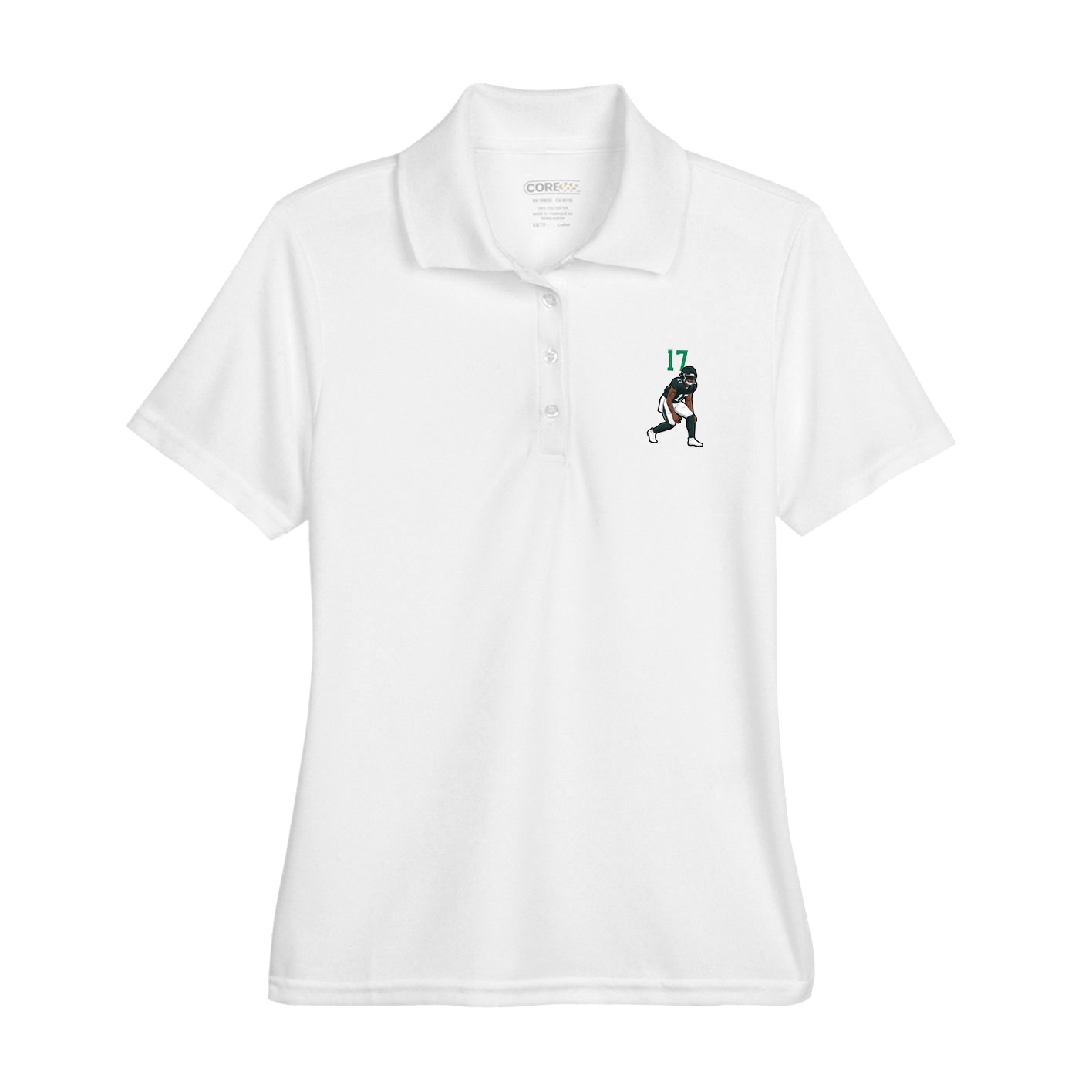 Womens Performance Polo — Number Top in White