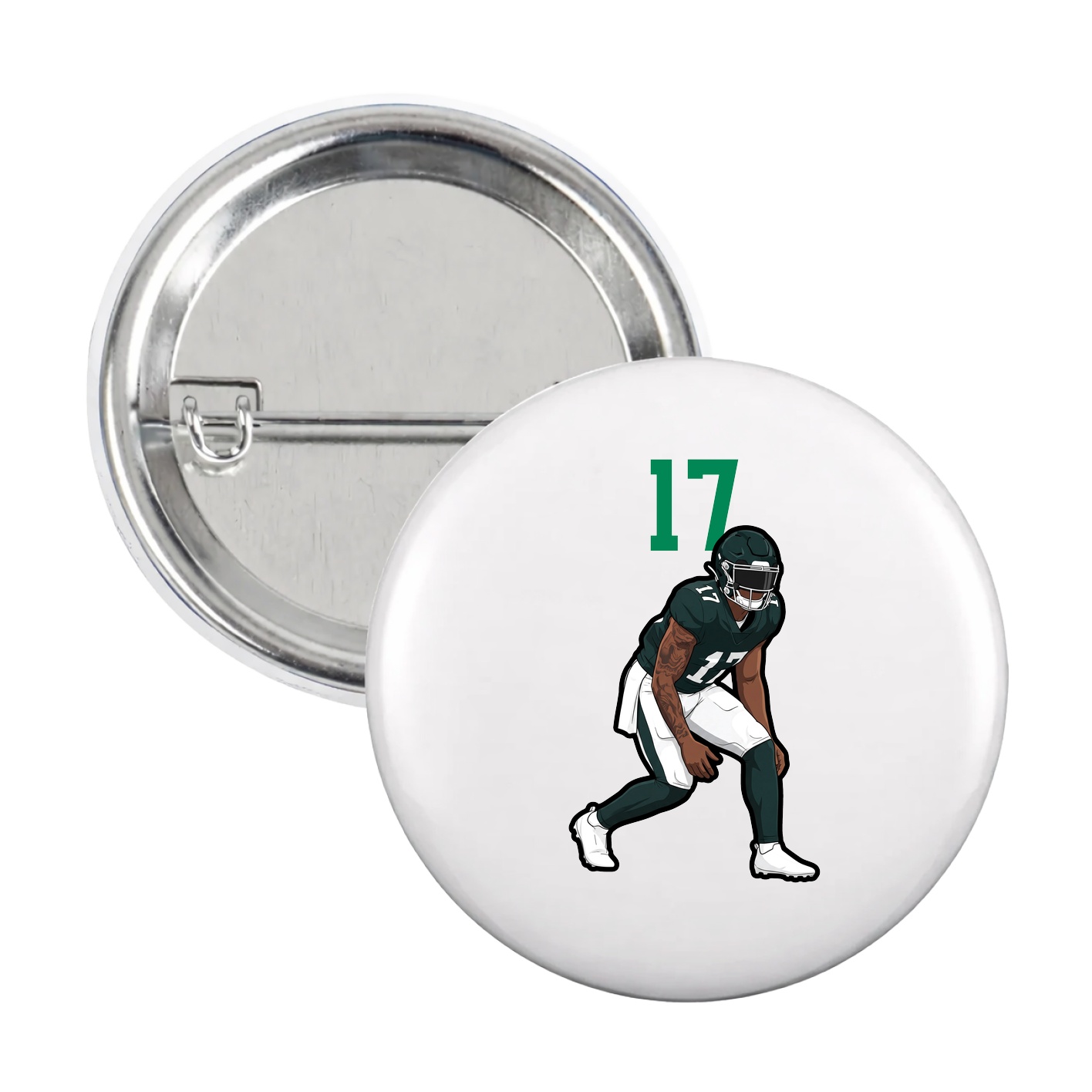 Game Day Button — Number Top in White