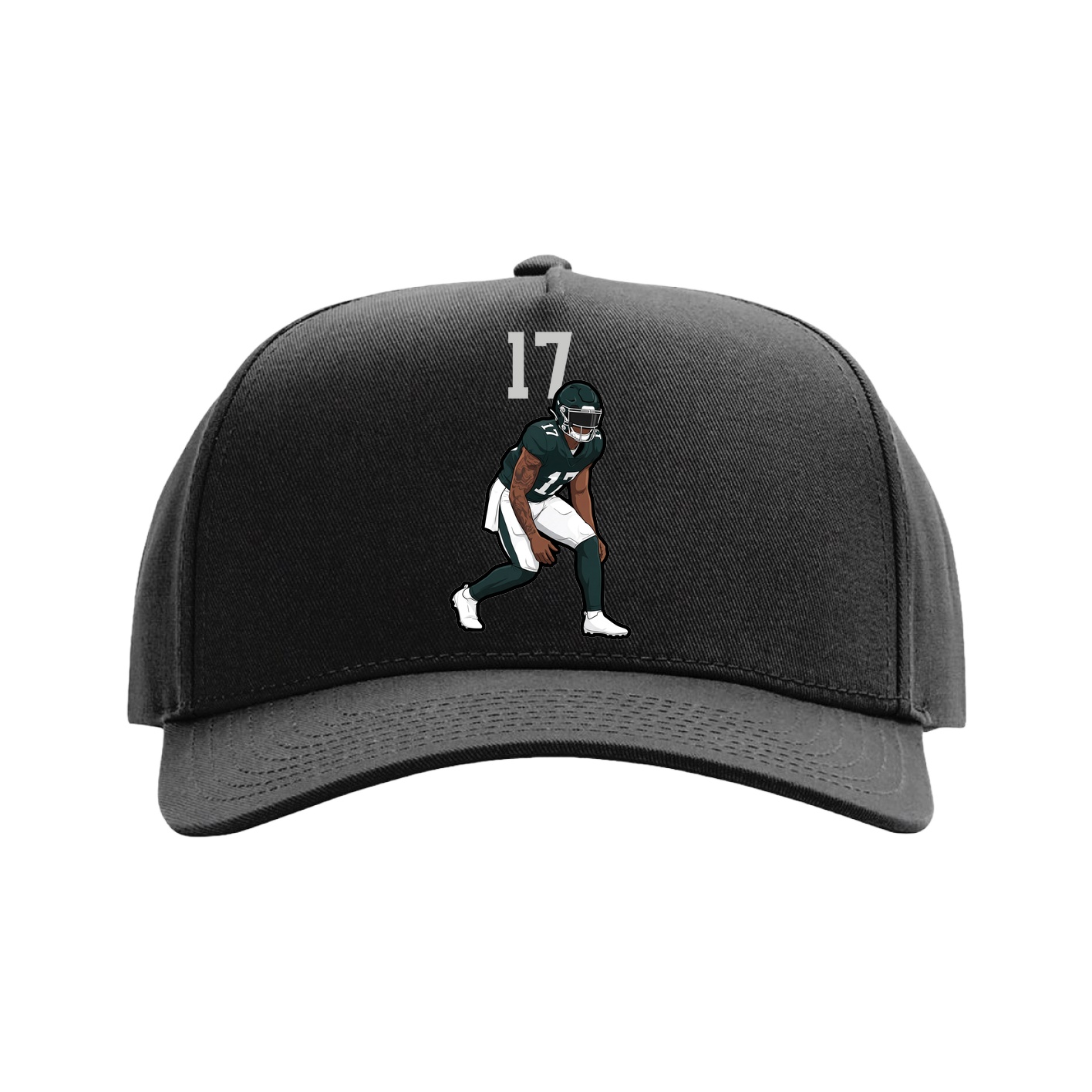 Full Fabric Five-Panel Champ Cap — Number Top in Black