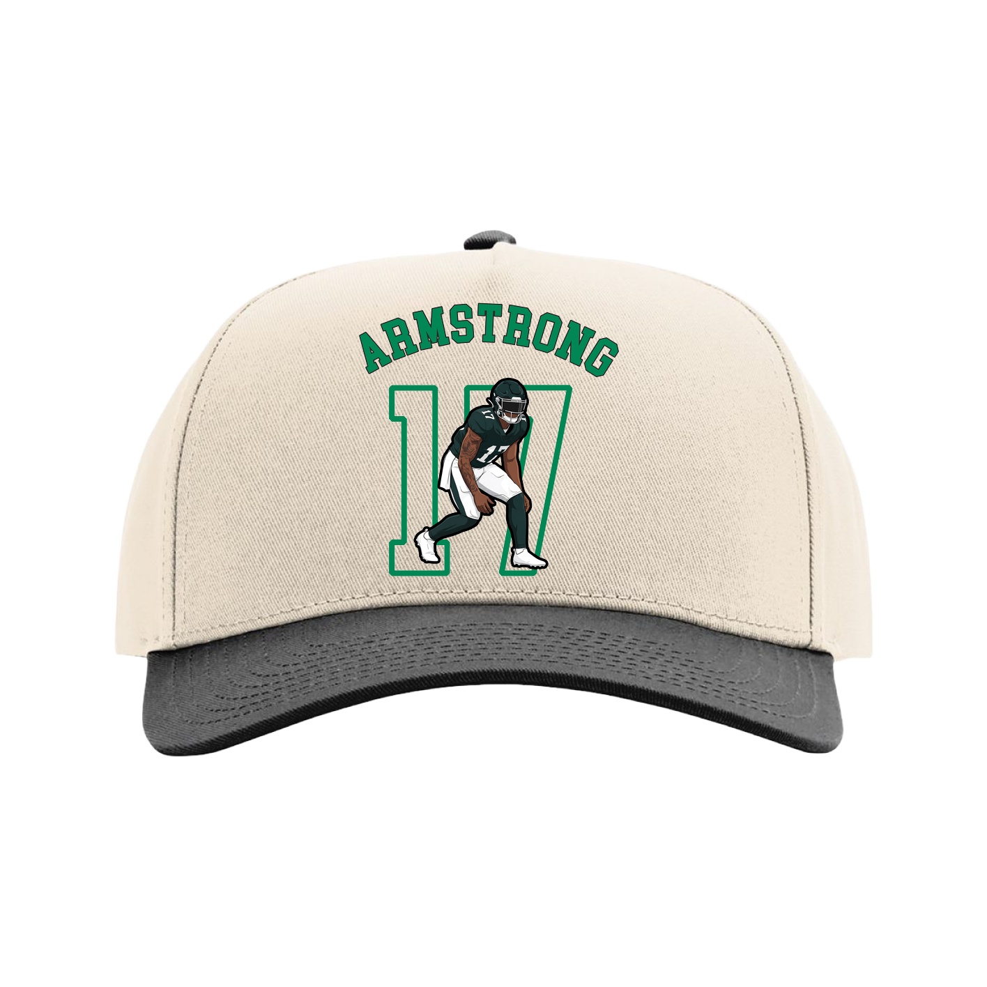 Full Fabric Five-Panel Champ Cap — Shirsey Arch in Cream/Black