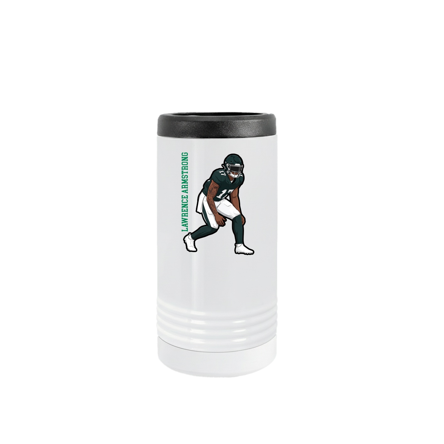 Slim Beverage Holder — Name Vertical in White