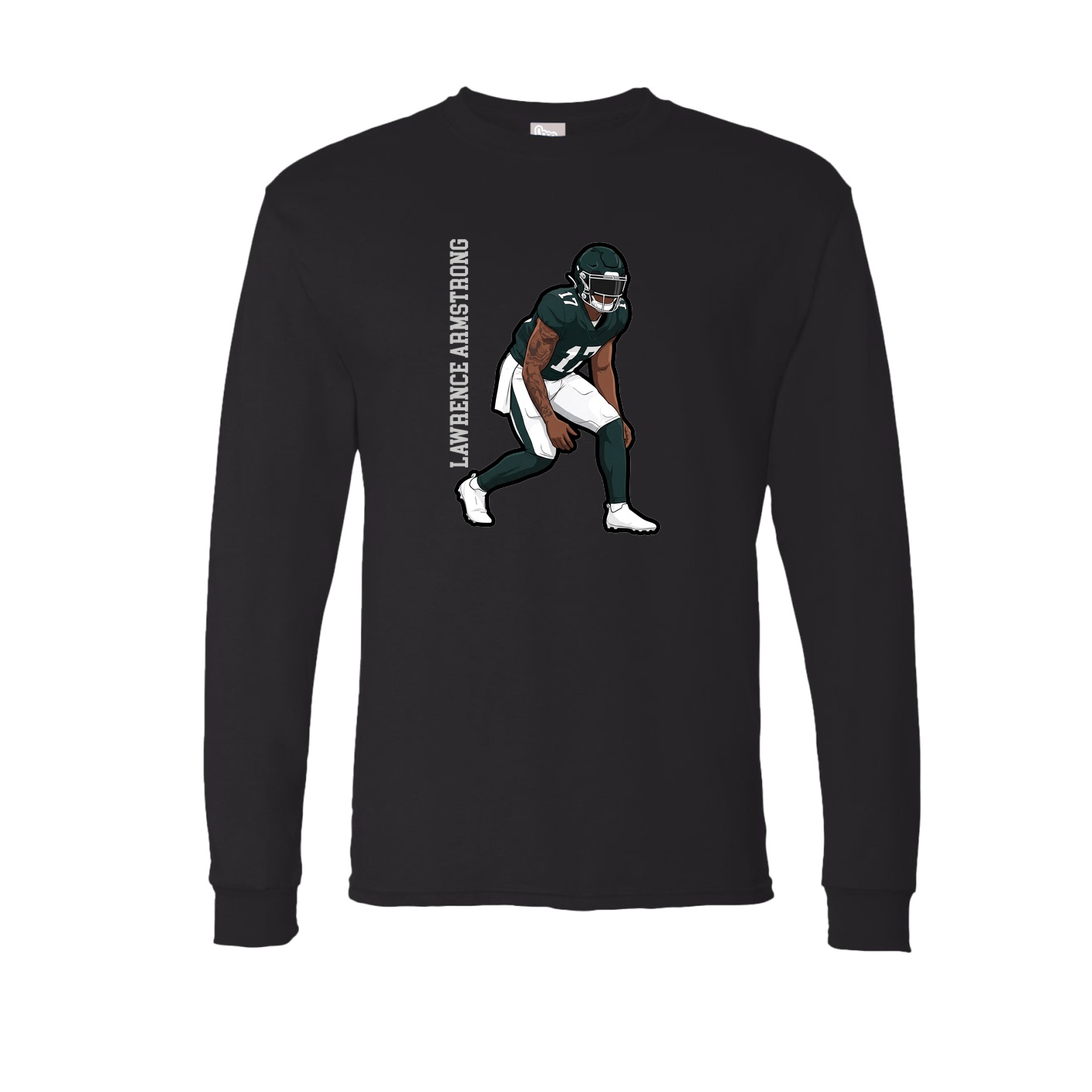 Long Sleeve Tee — Name Vertical in Black
