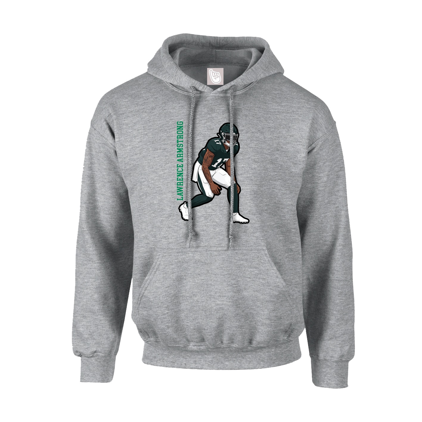 Hoodie — Name Vertical in Grey