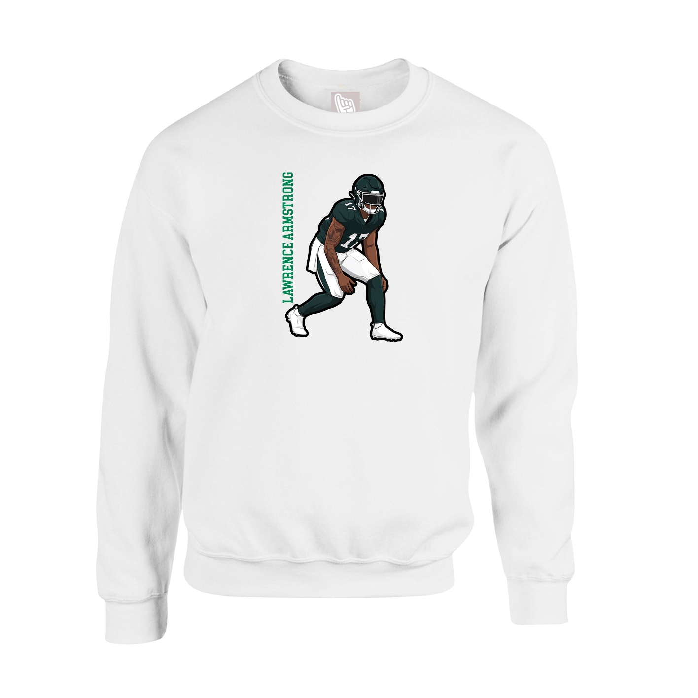 Fleece Crew — Name Vertical in White