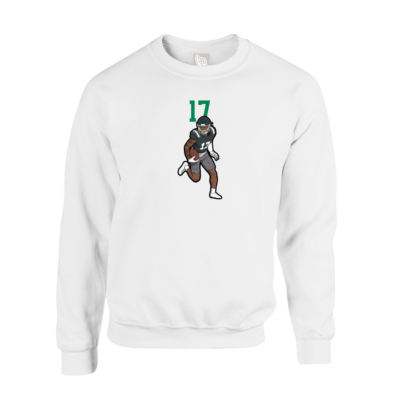 Fleece Crew — Number Top in White
