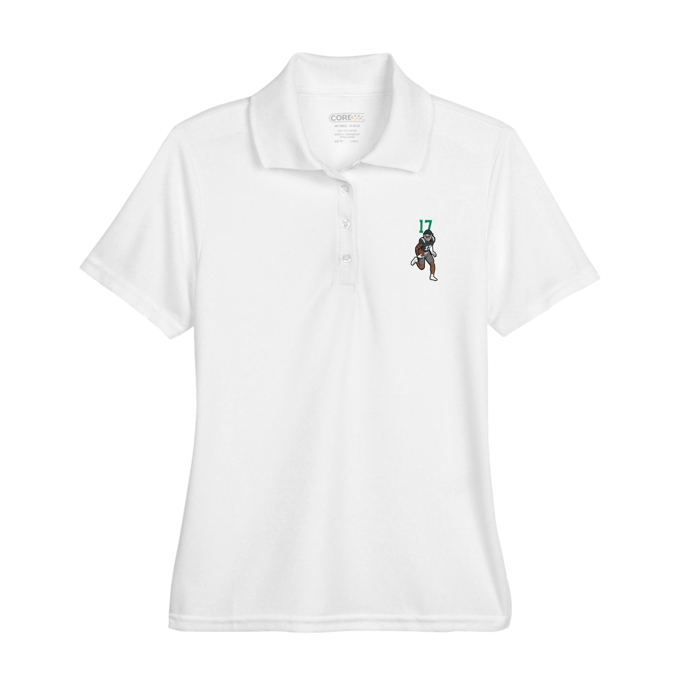 Womens Performance Polo — Number Top in White