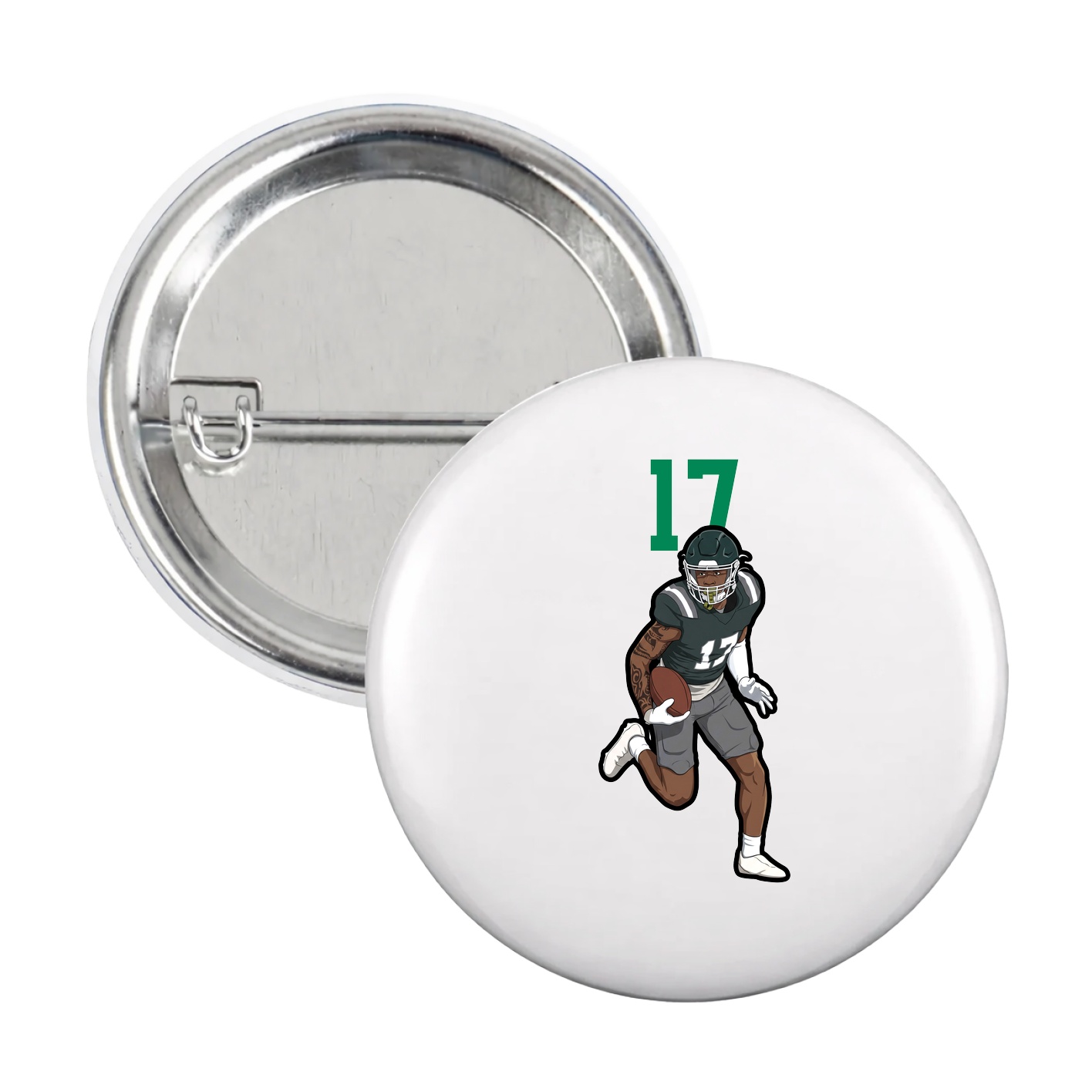 Game Day Button — Number Top in White