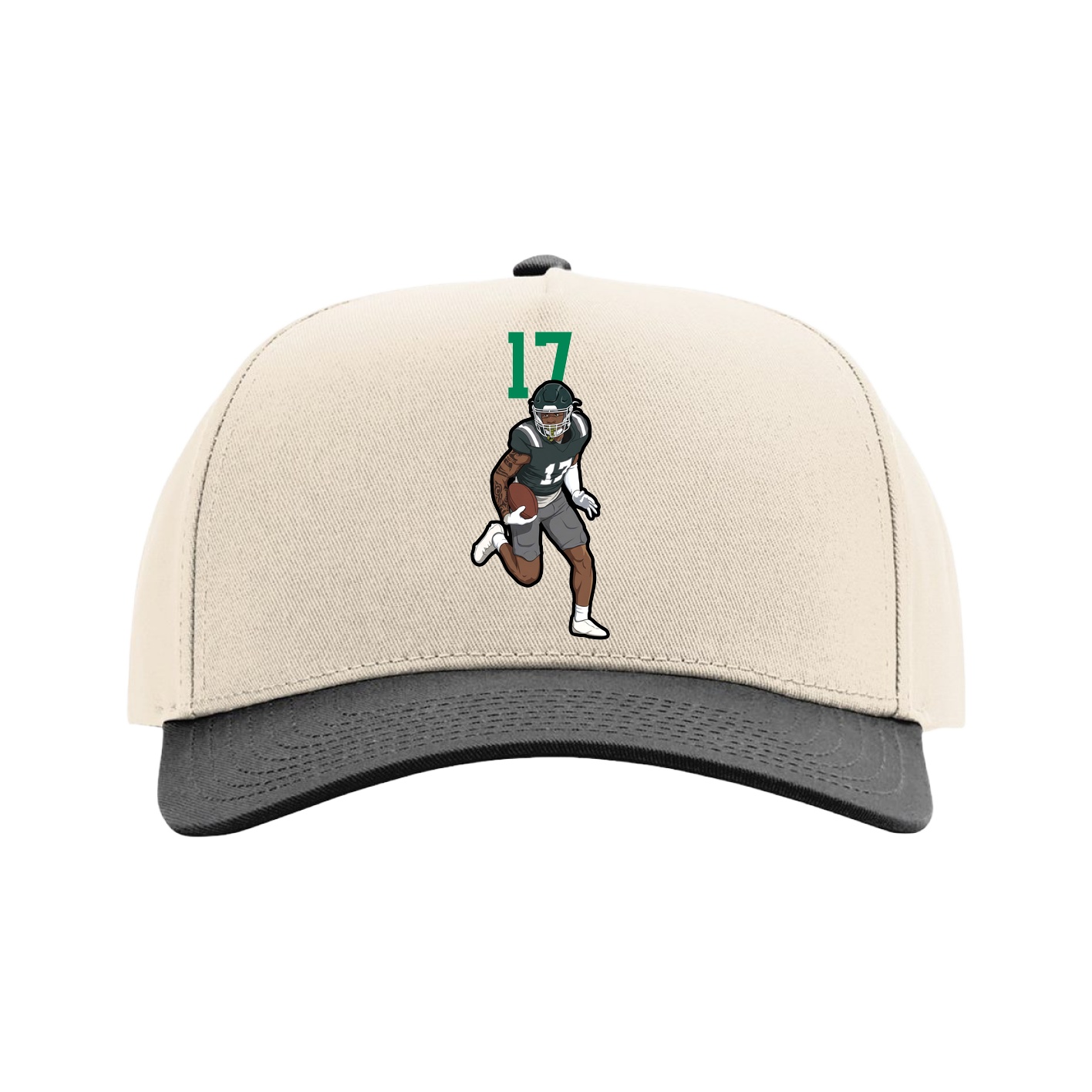 Full Fabric Five-Panel Champ Cap — Number Top in Cream/Black