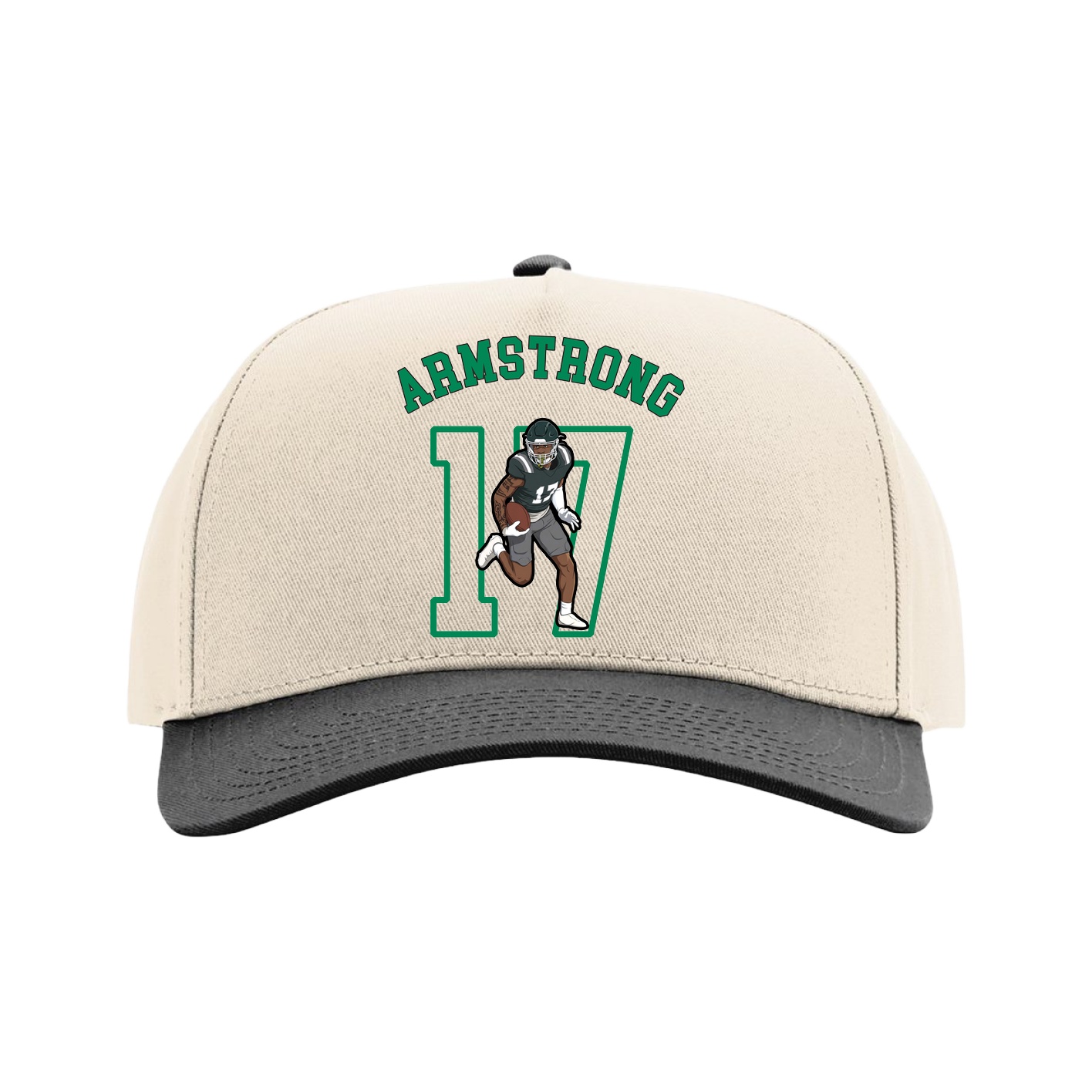 Full Fabric Five-Panel Champ Cap — Shirsey Arch in Cream/Black