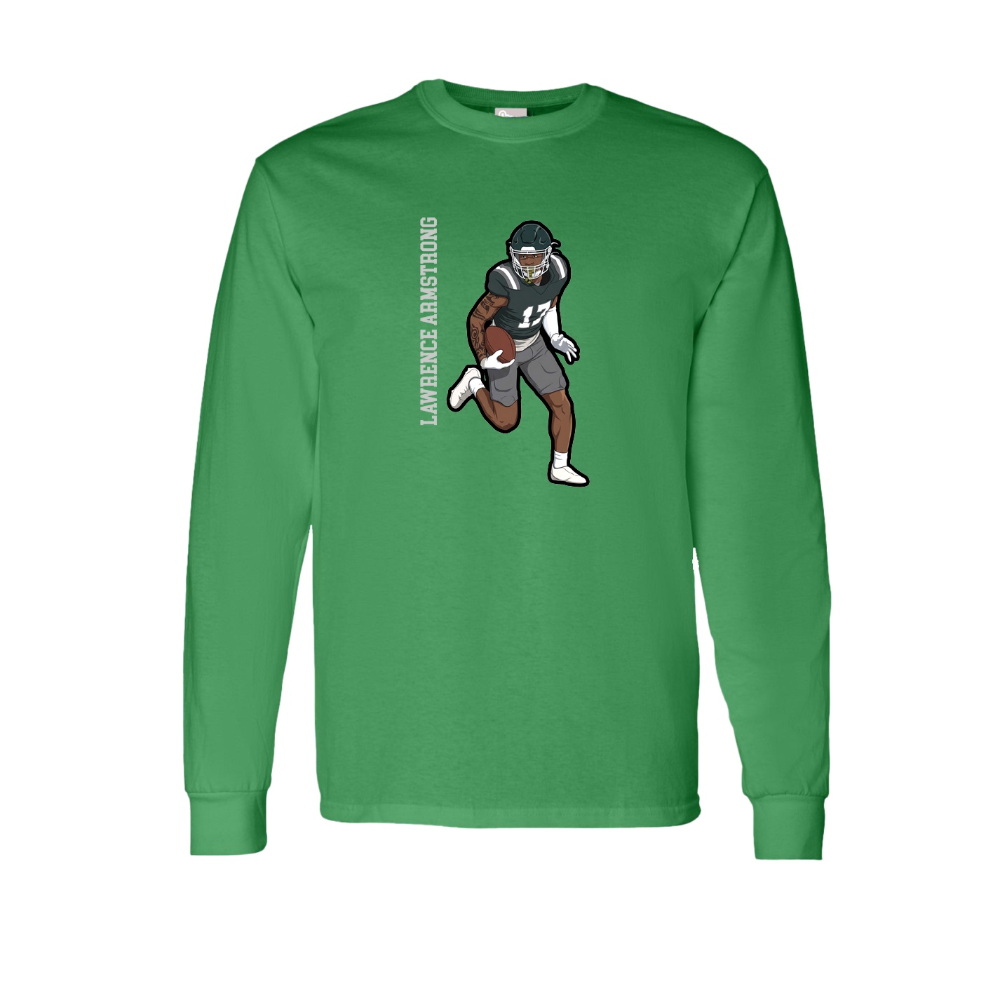 Long Sleeve Tee — Name Vertical in Green