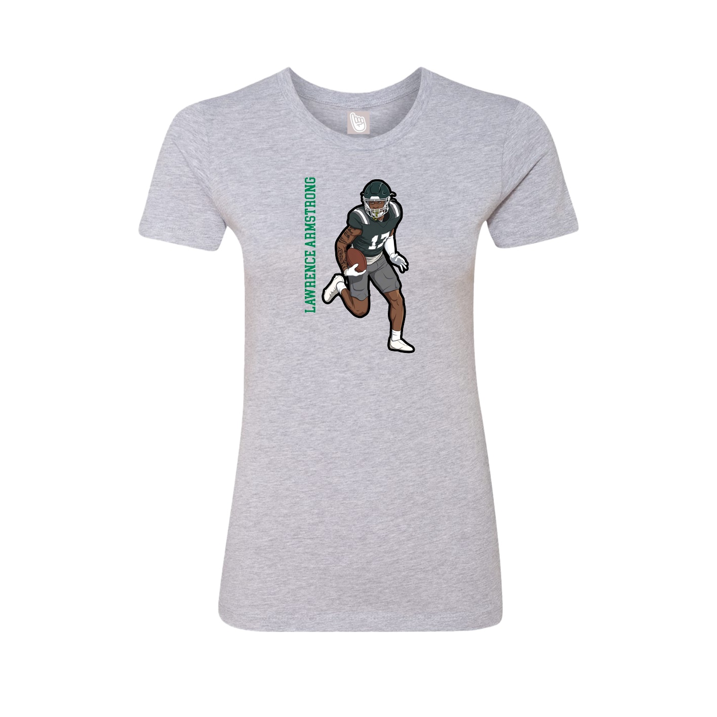 Fitted Women's Tee — Name Vertical in Grey