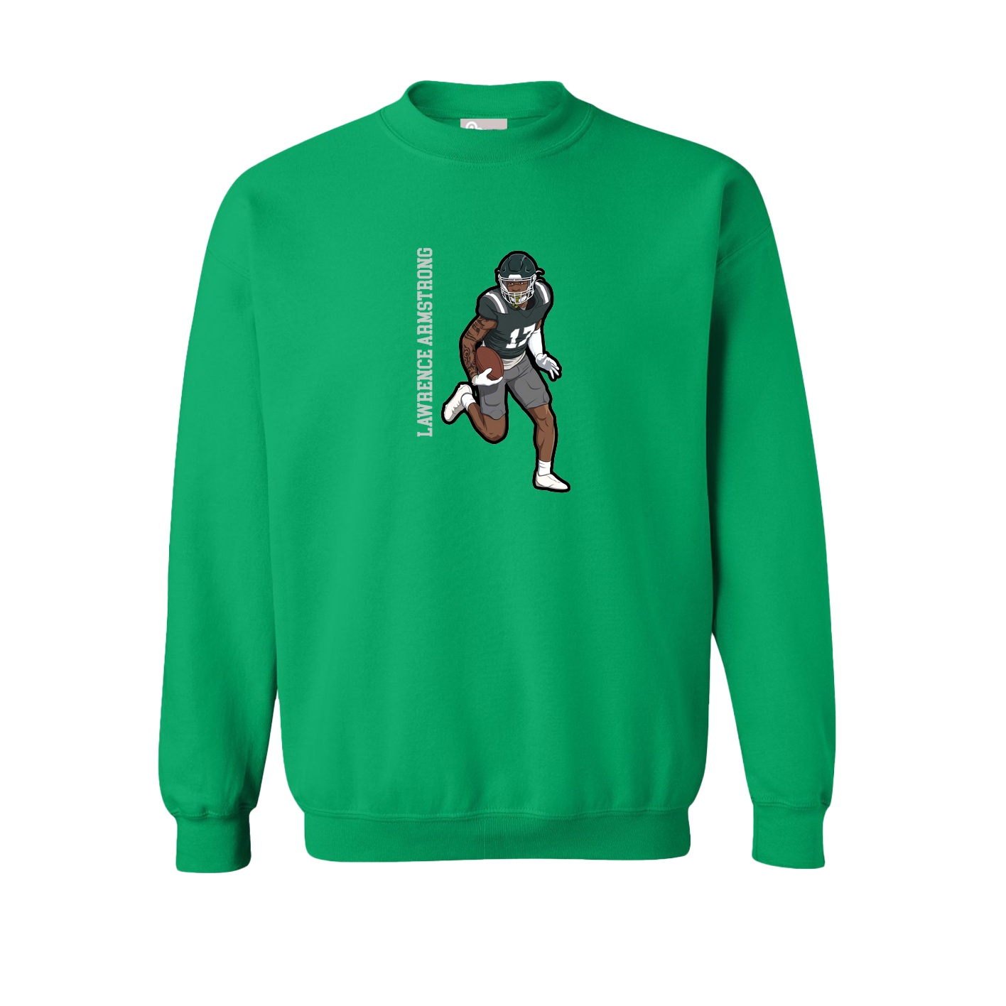 Fleece Crew — Name Vertical in Green