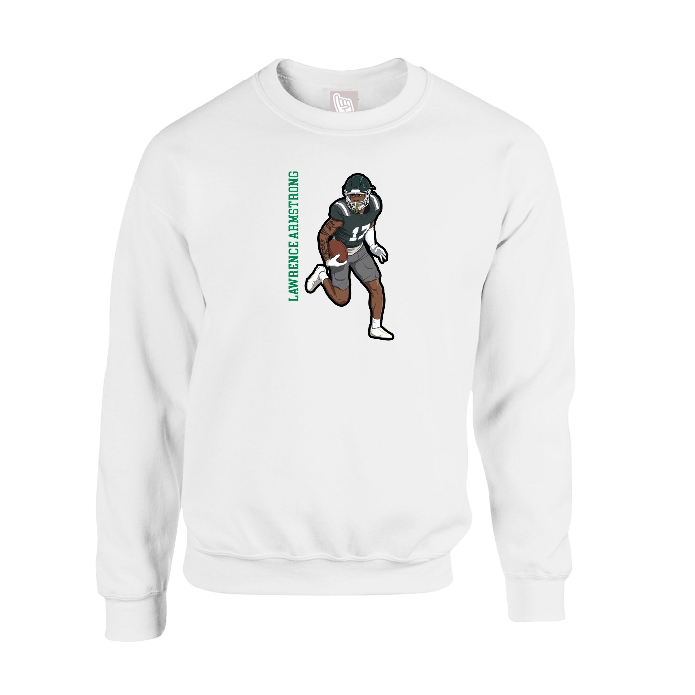 Fleece Crew — Name Vertical in White