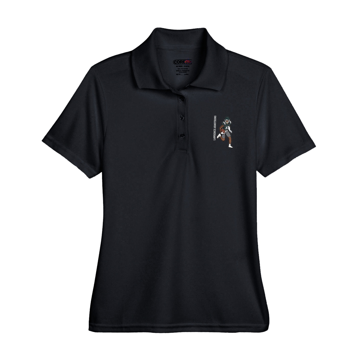 Womens Performance Polo — Name Vertical in Black