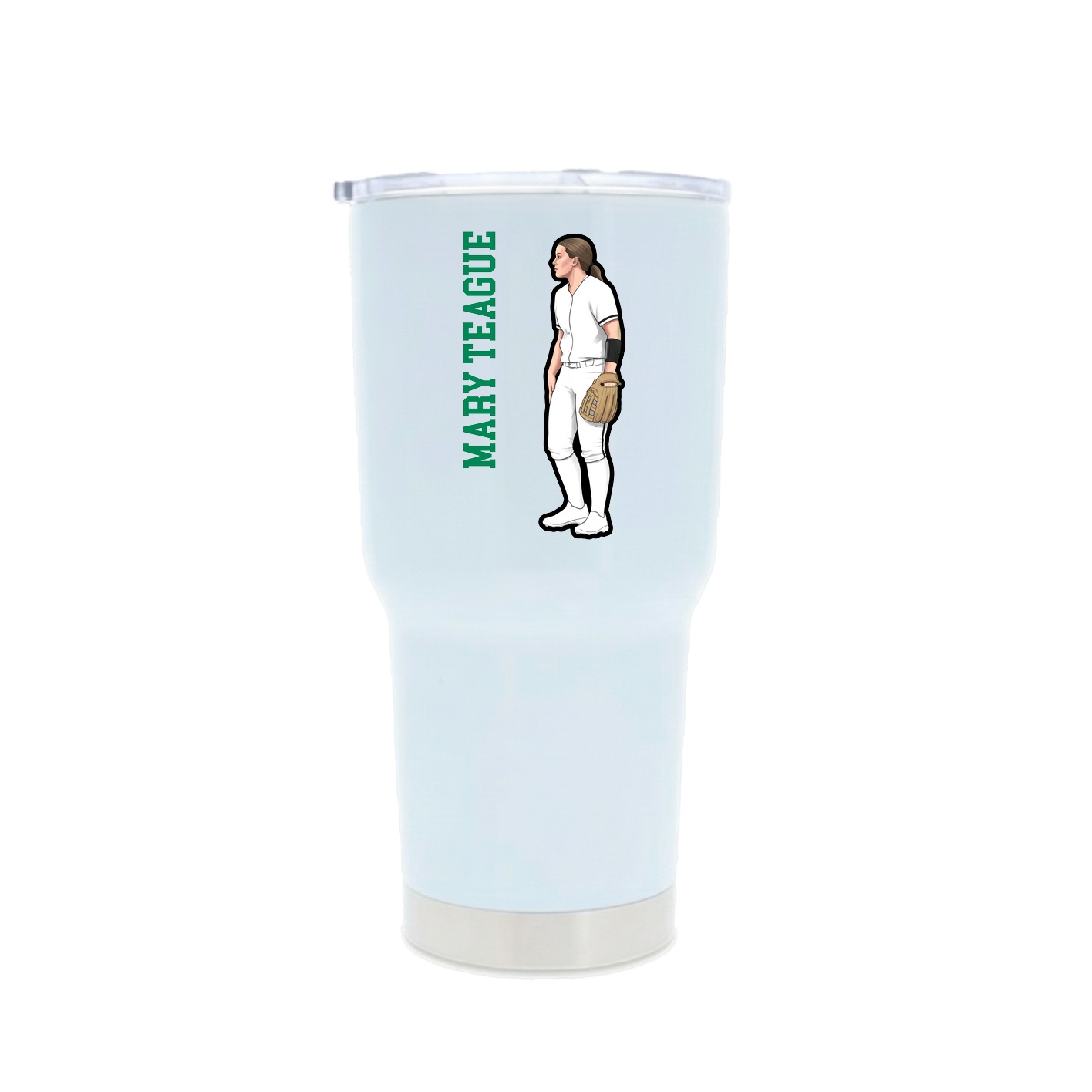 30oz Stainless Steel Tumbler — Name Vertical in White