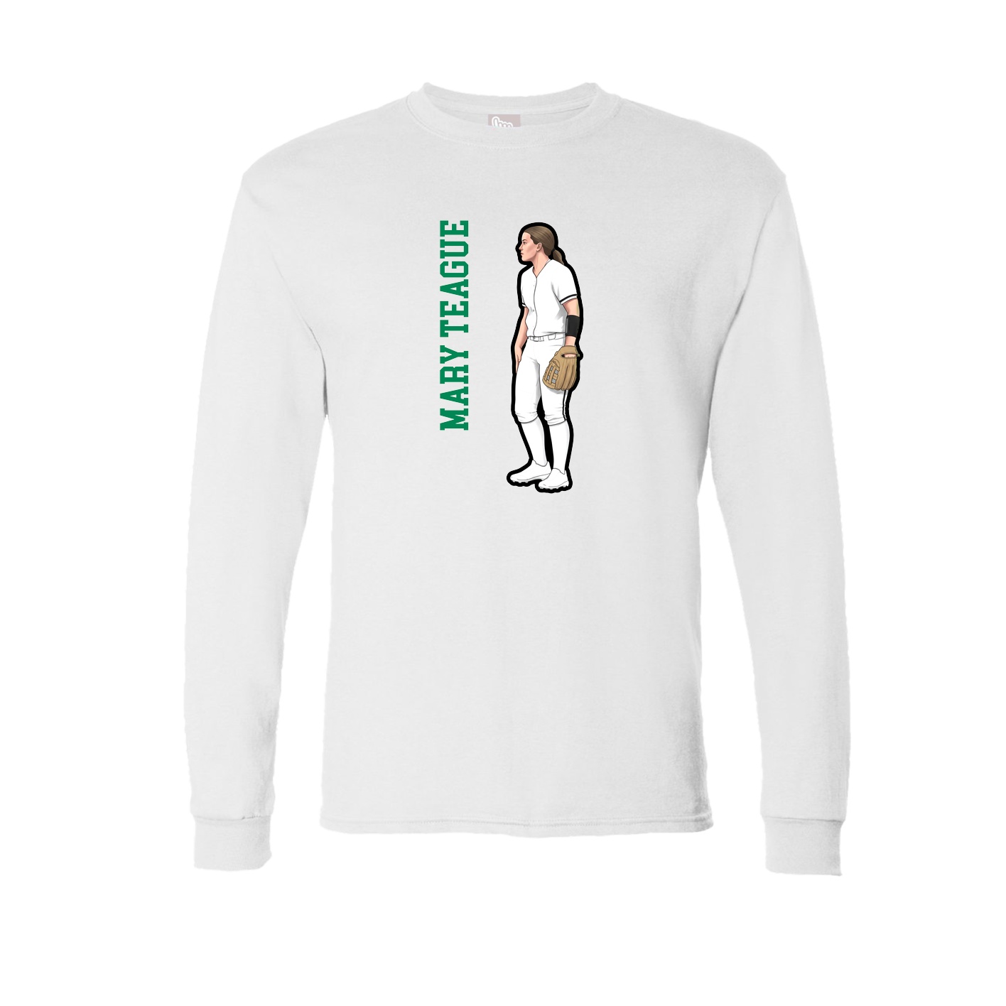 Long Sleeve Tee — Name Vertical in White