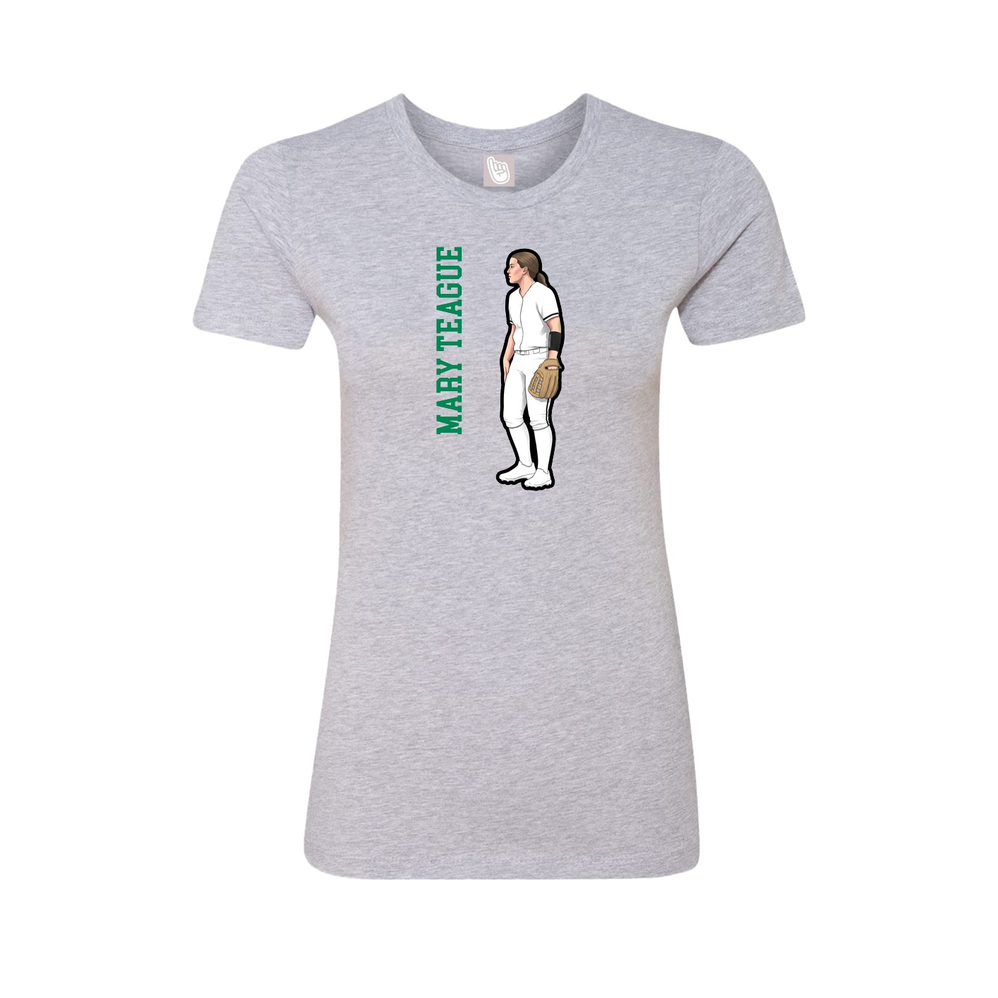 Fitted Women's Tee — Name Vertical in Grey