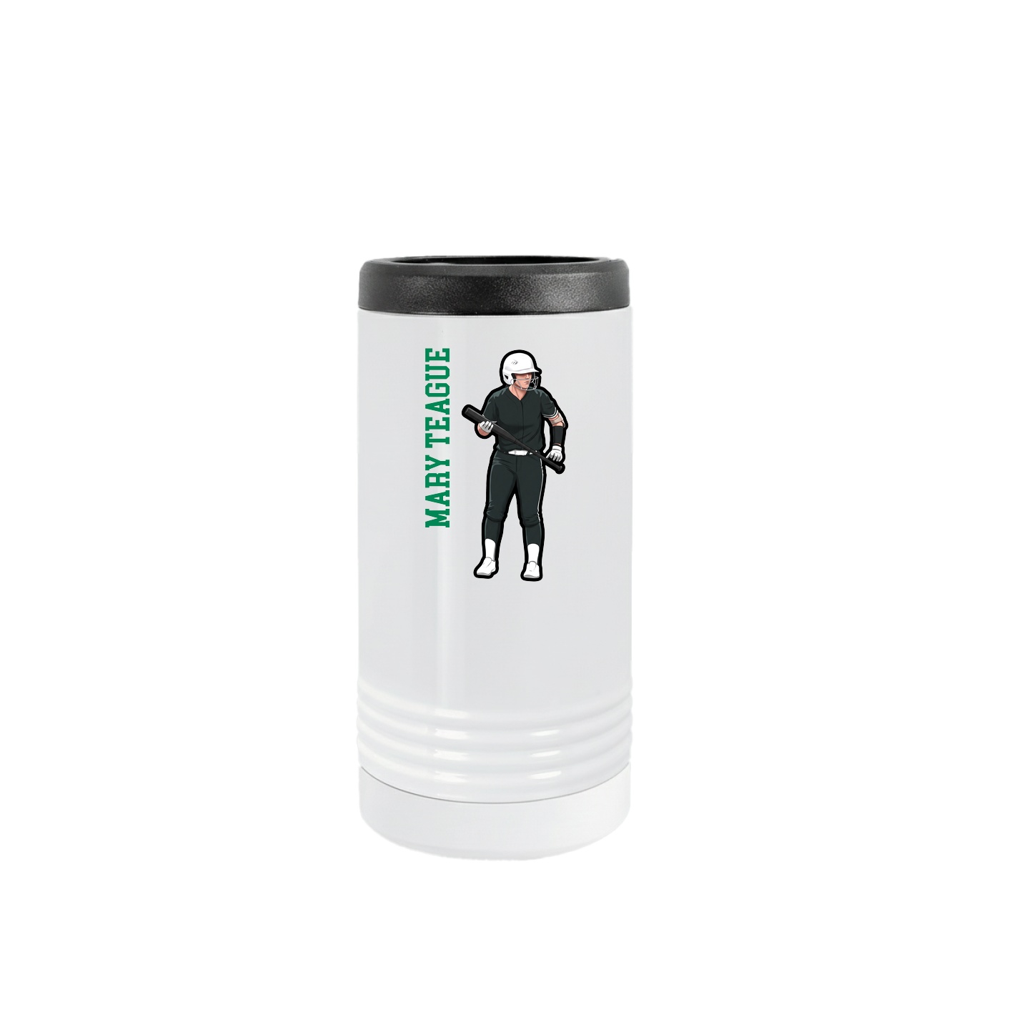 Slim Beverage Holder — Name Vertical in White