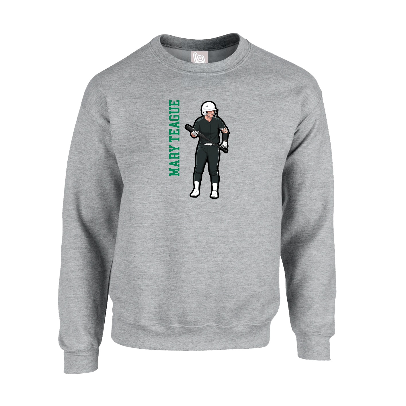 Fleece Crew — Name Vertical in Grey
