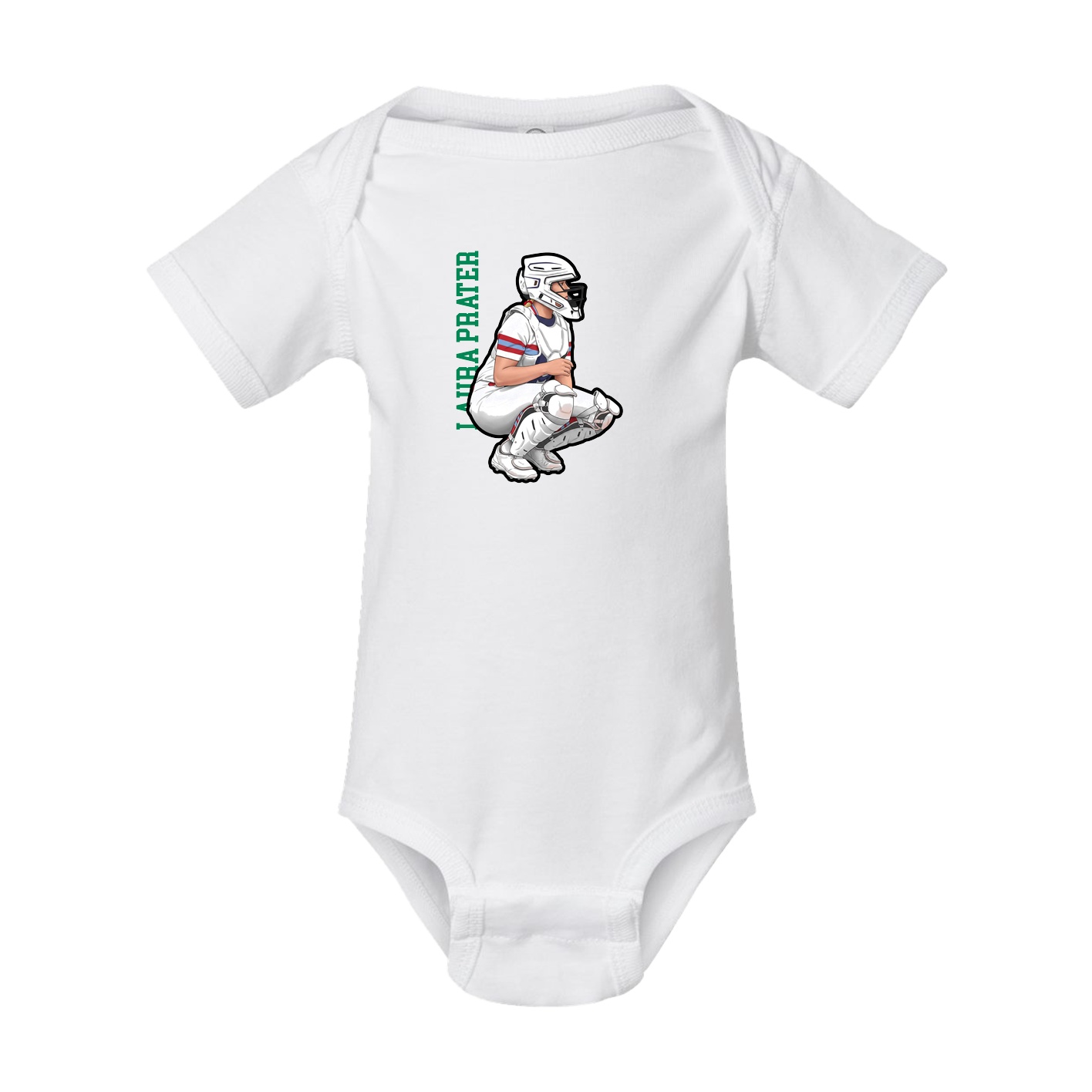 Baby Onesie — Name Vertical in White