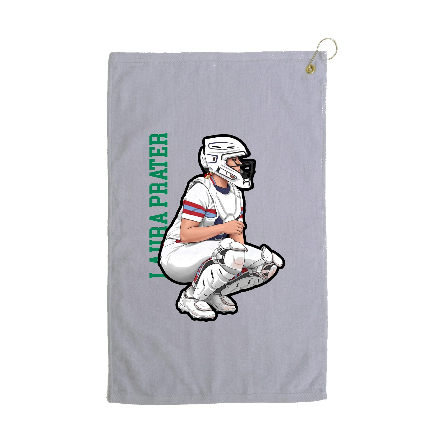 Golf Towel — Name Vertical in Grey