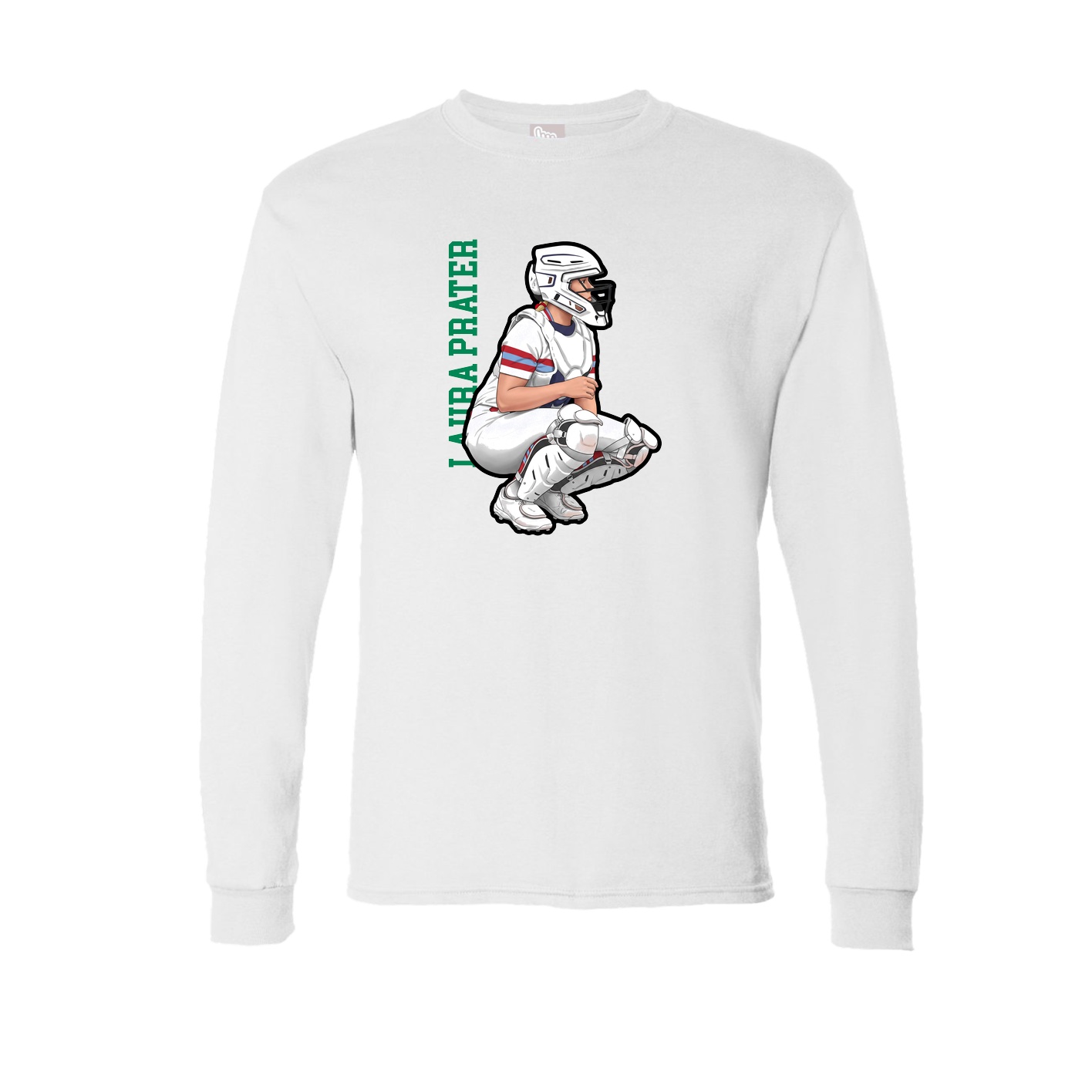 Long Sleeve Tee — Name Vertical in White