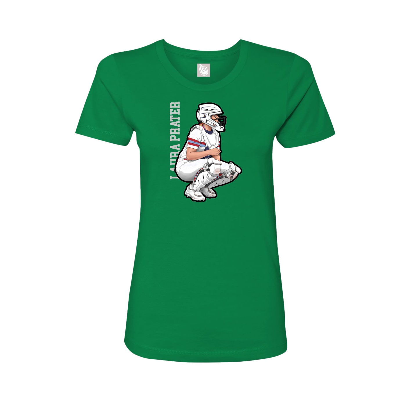 Fitted Women's Tee — Name Vertical in Green