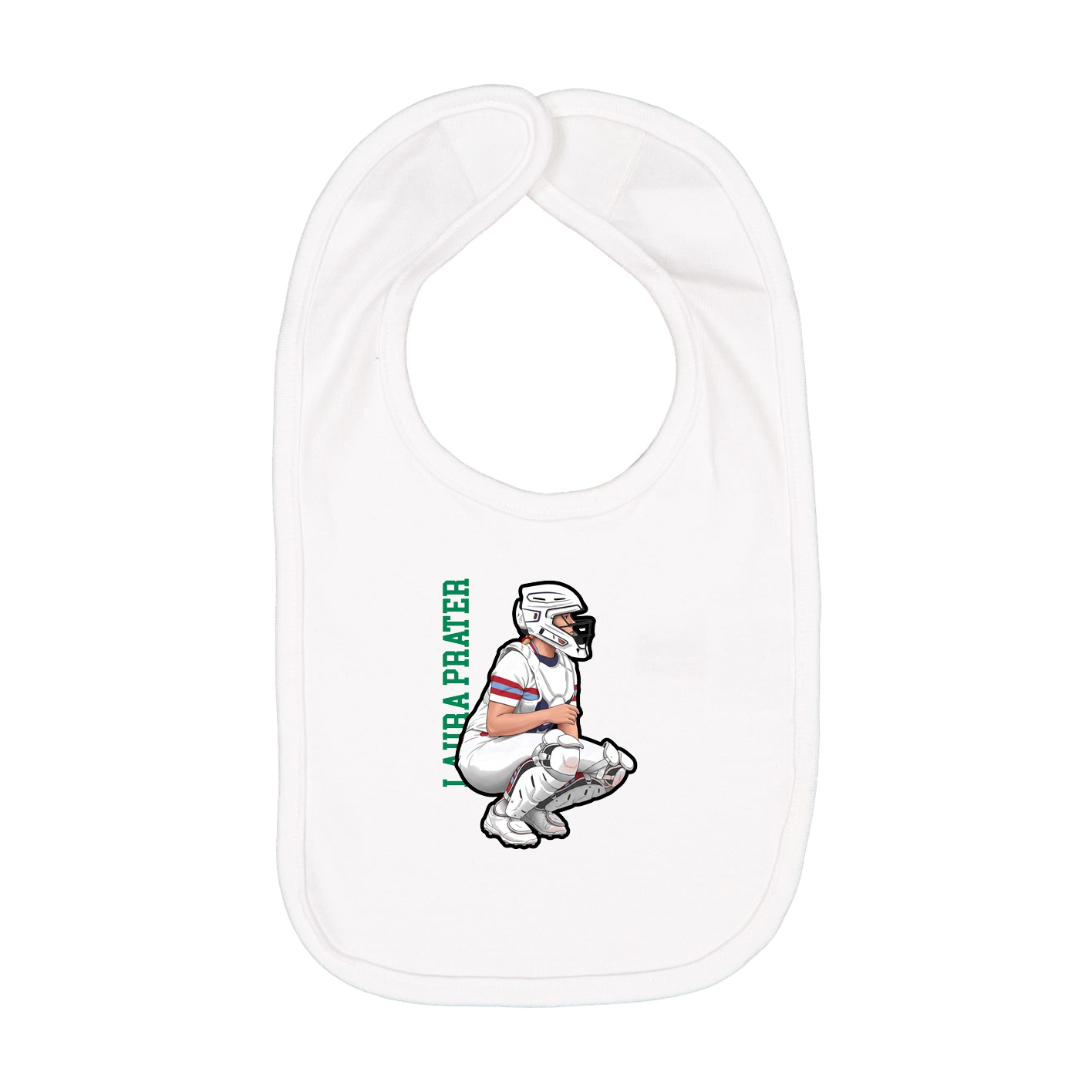 Infant Bib — Name Vertical in White