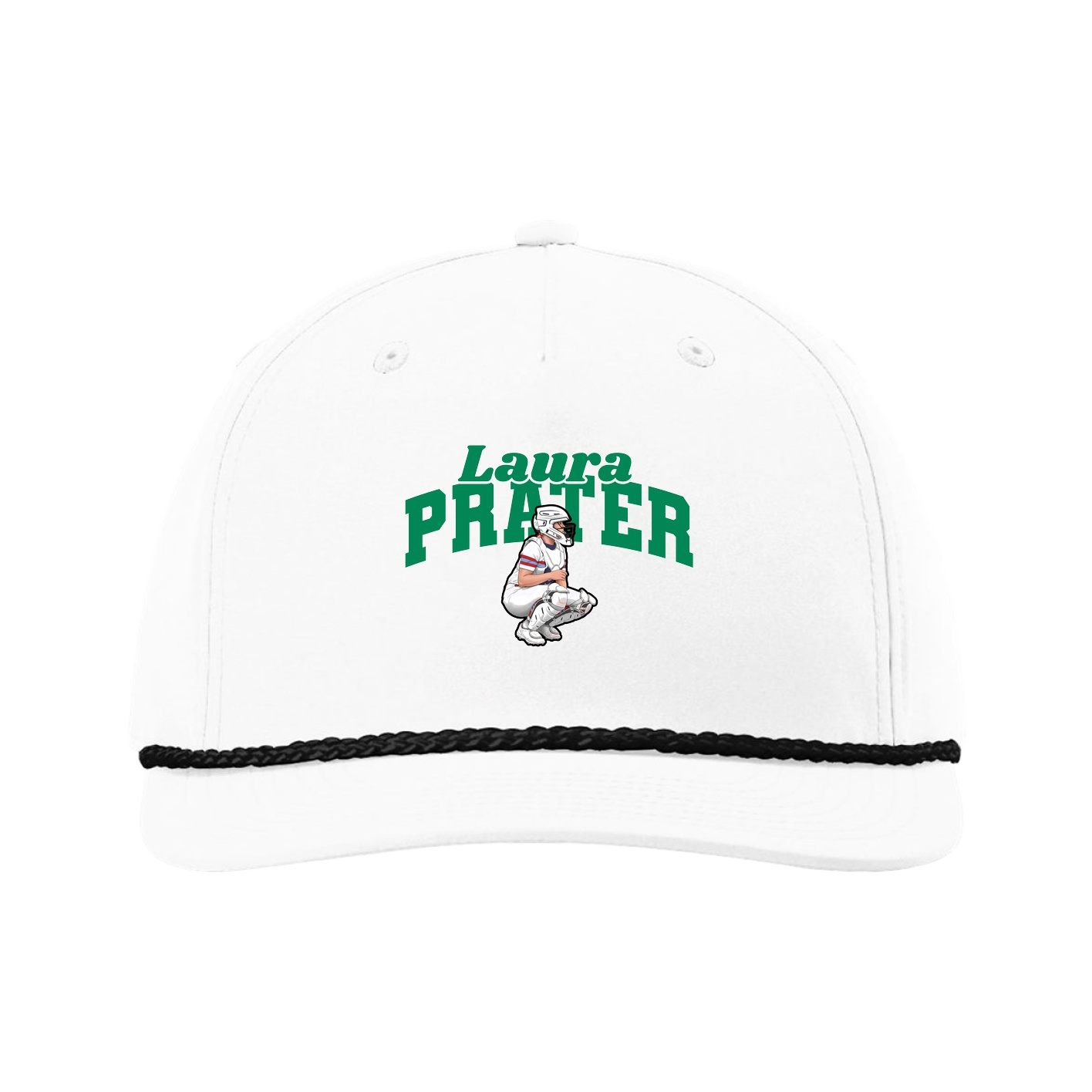Five-Panel Classic Rope Cap — Signature Arch in White