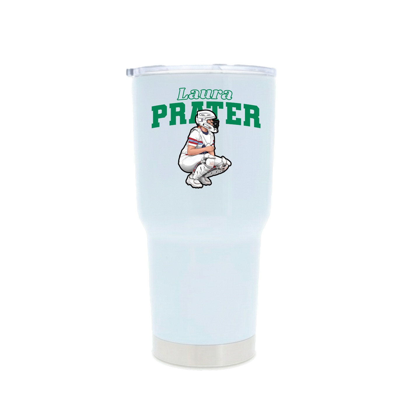 30oz Stainless Steel Tumbler — Name Arch in White