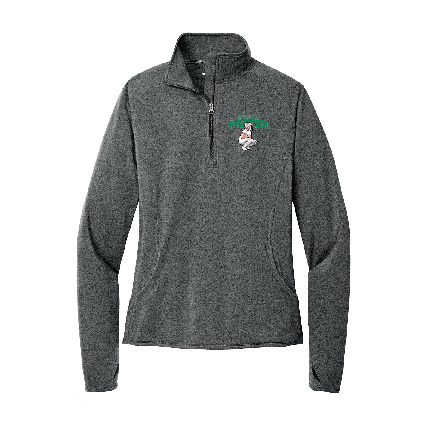 Women's Q-Zip Pullover — Name Arch in Grey